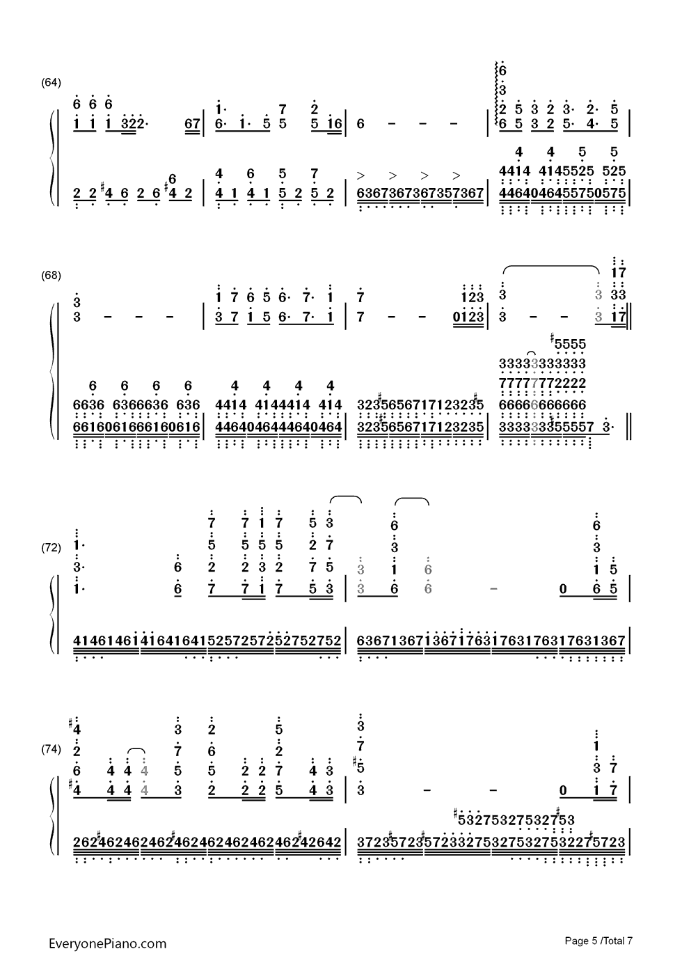 原点钢琴简谱_数字双手_西单女孩