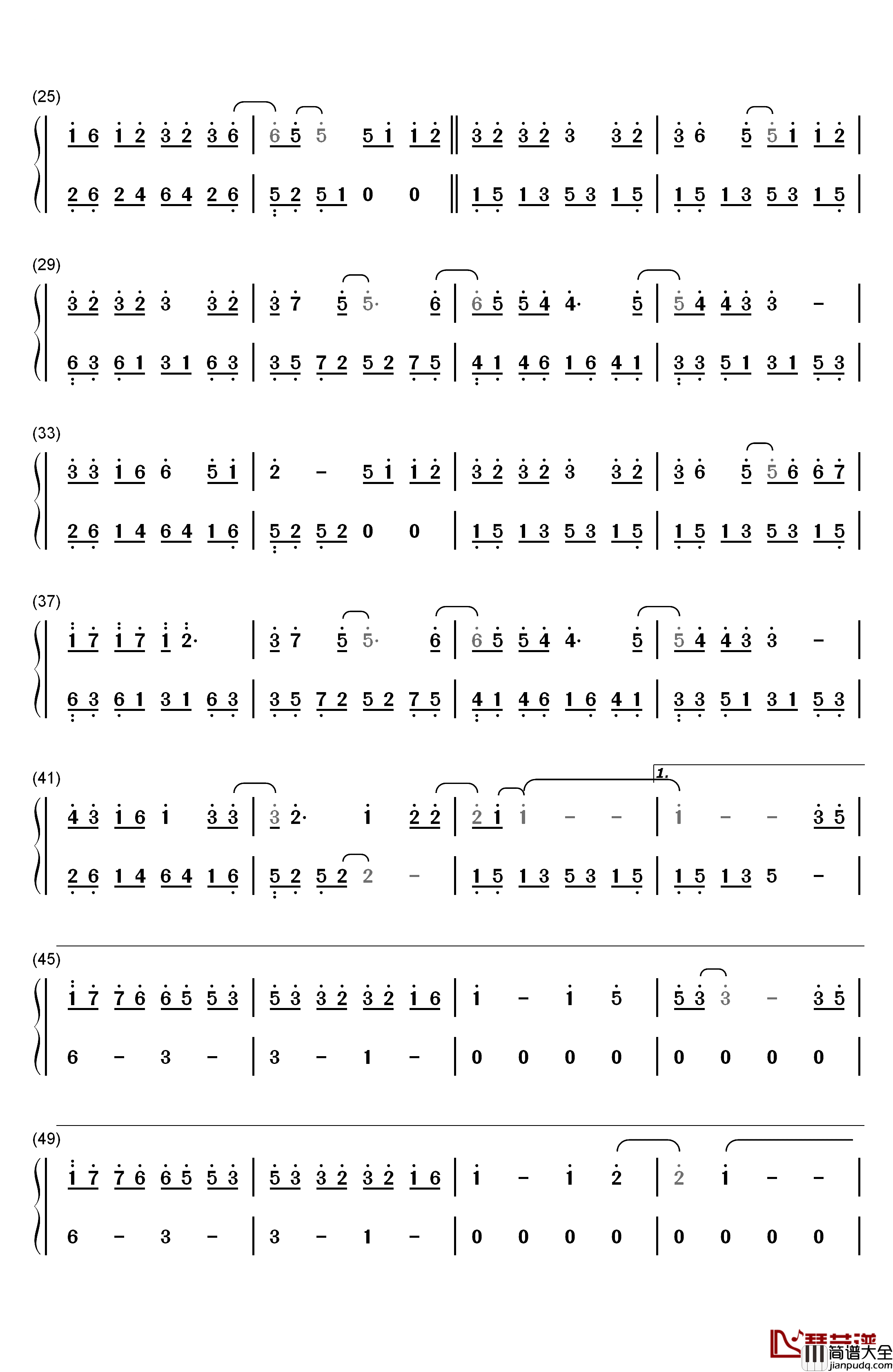 蜀绣钢琴简谱_数字双手_李宇春