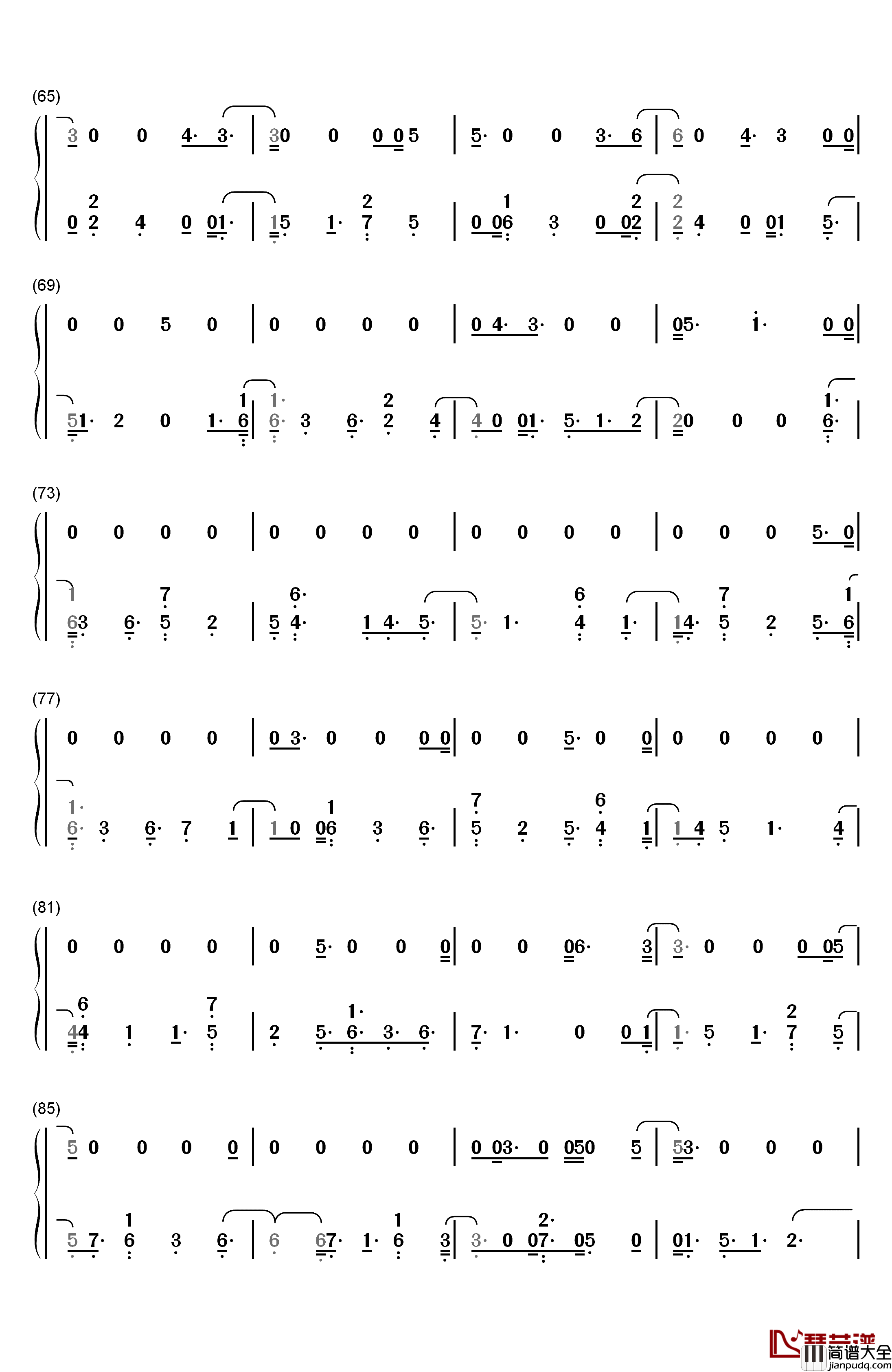 Dear_Lover钢琴简谱_数字双手_Little_Mix