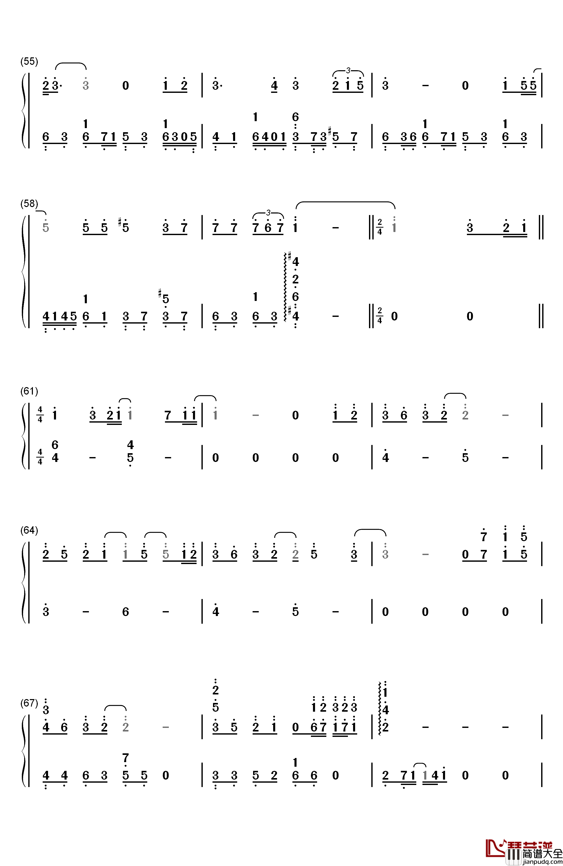 Only_Human钢琴简谱_数字双手_K(姜尹成)