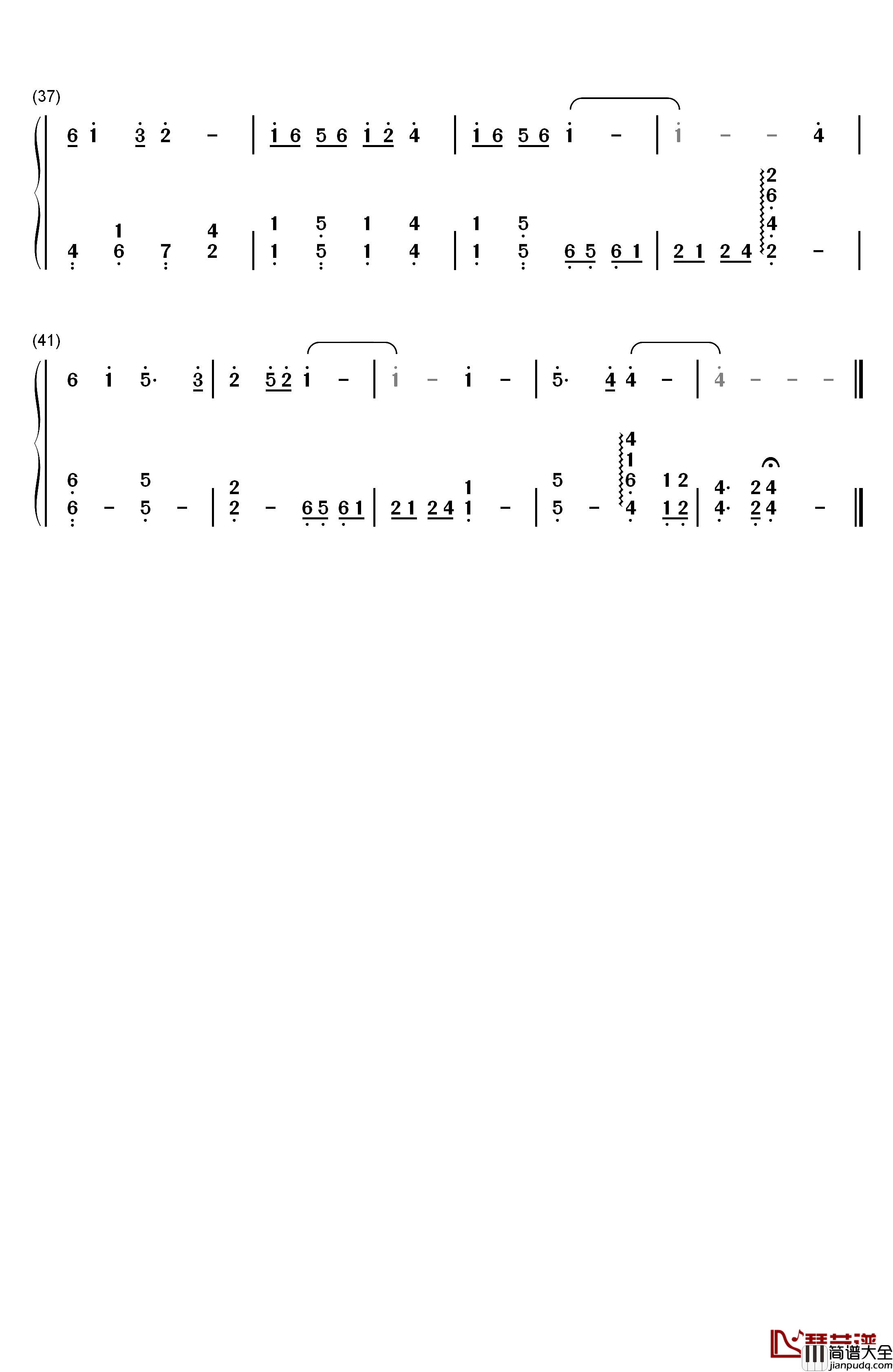 满江红钢琴简谱_数字双手_罗文