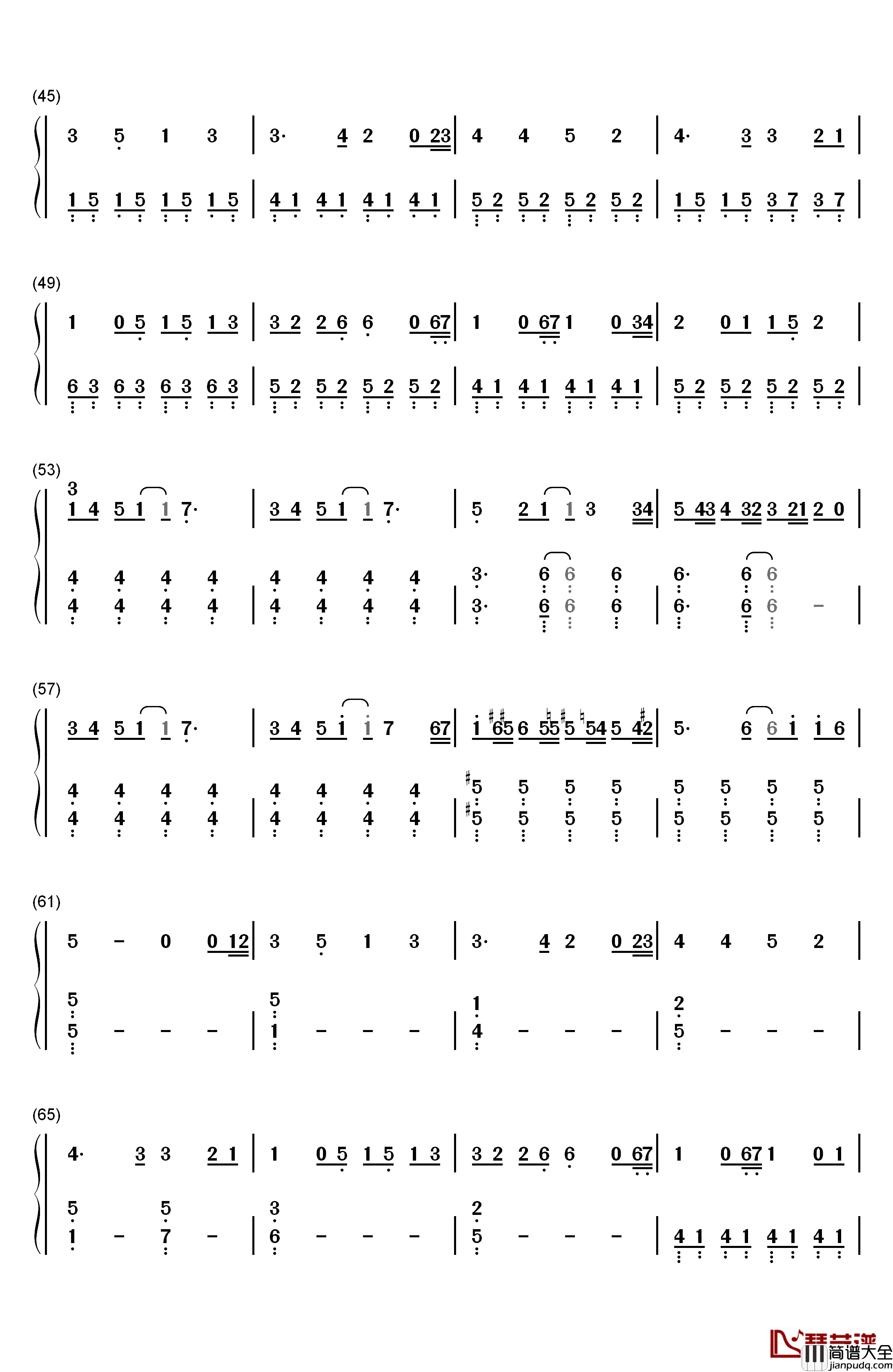 アイノカタチ钢琴简谱_数字双手_MISIA_HIDE