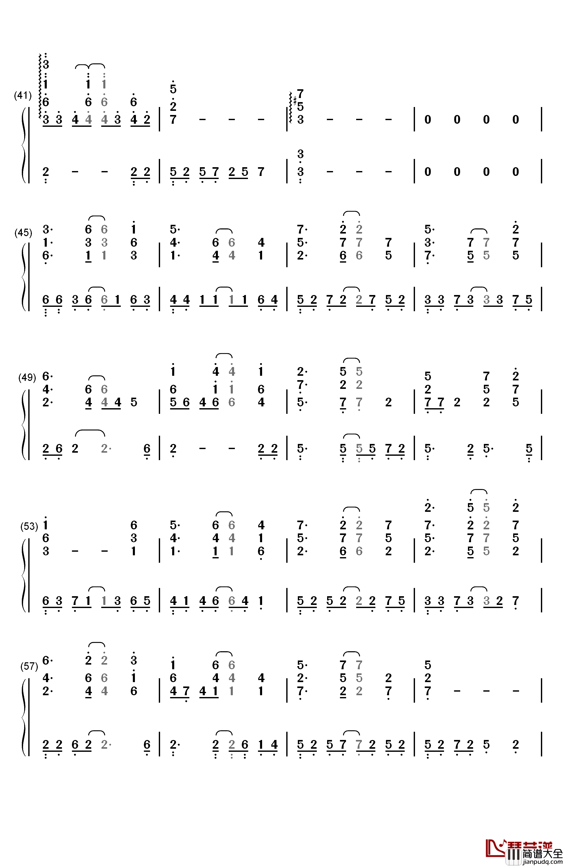 一阵の风钢琴简谱_数字双手_菊地创