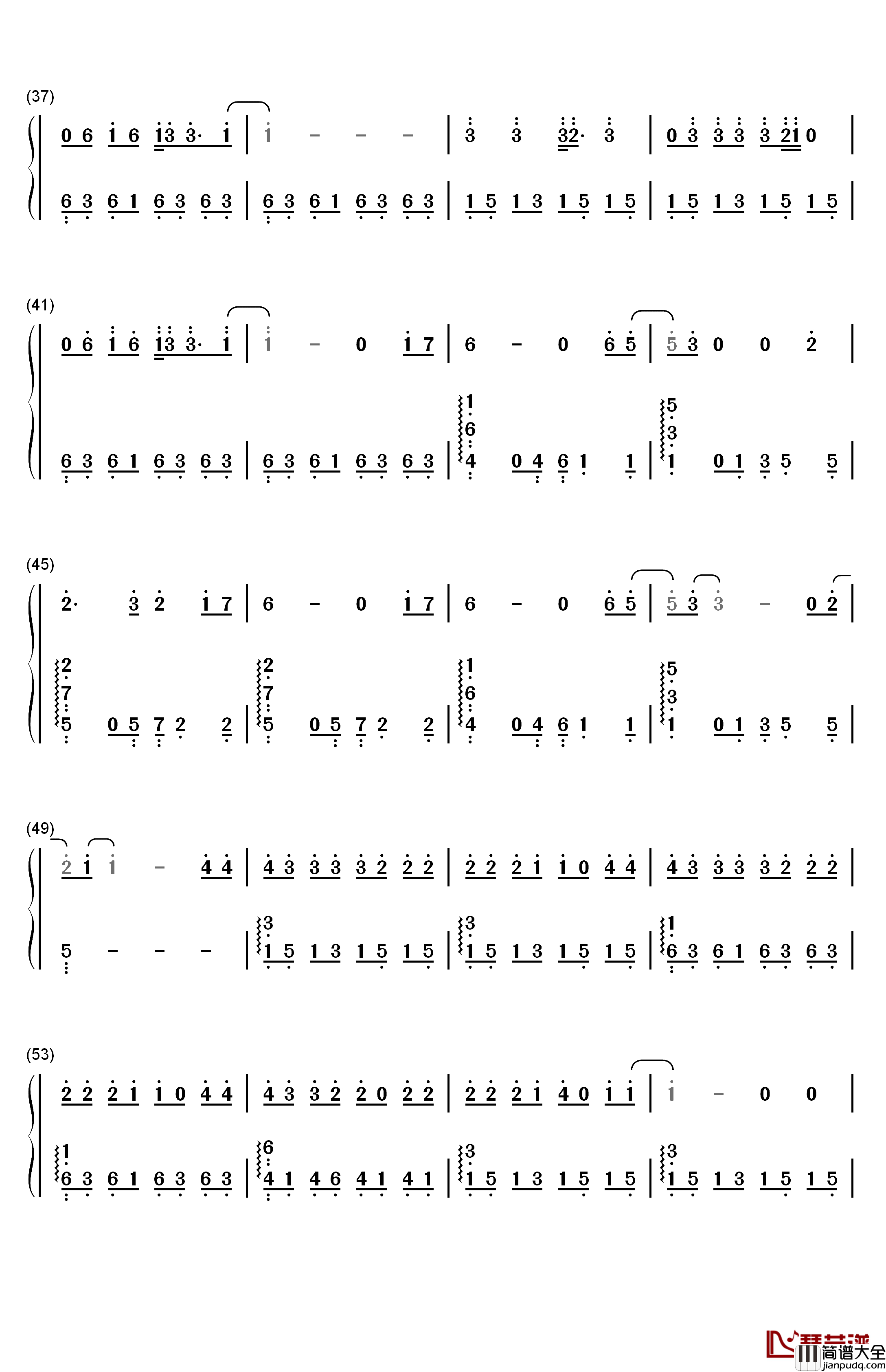 22钢琴简谱_数字双手_Sarah_McTernan