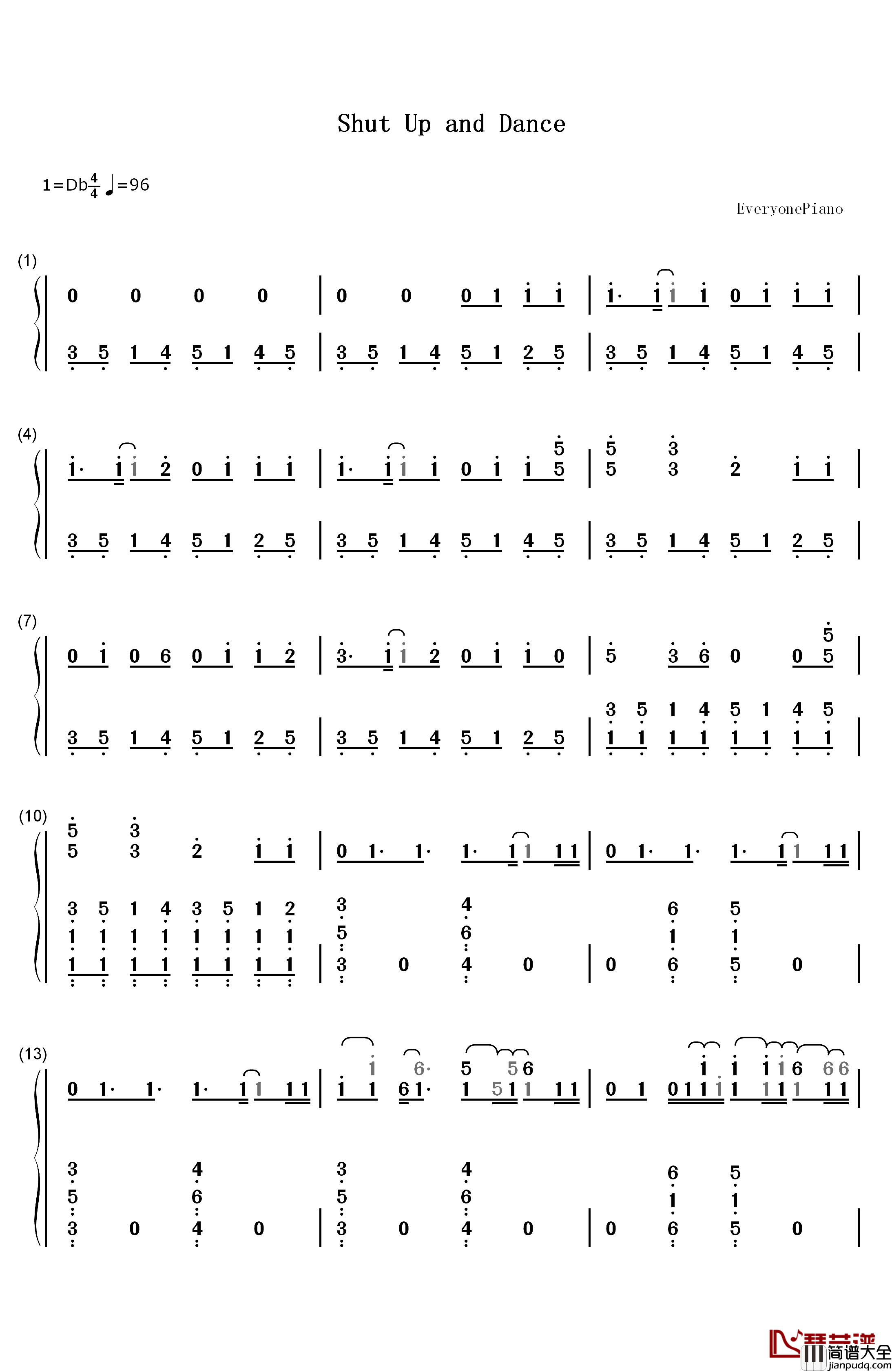 Shut_Up_and_Dance钢琴简谱_数字双手_Walk_the_Moon
