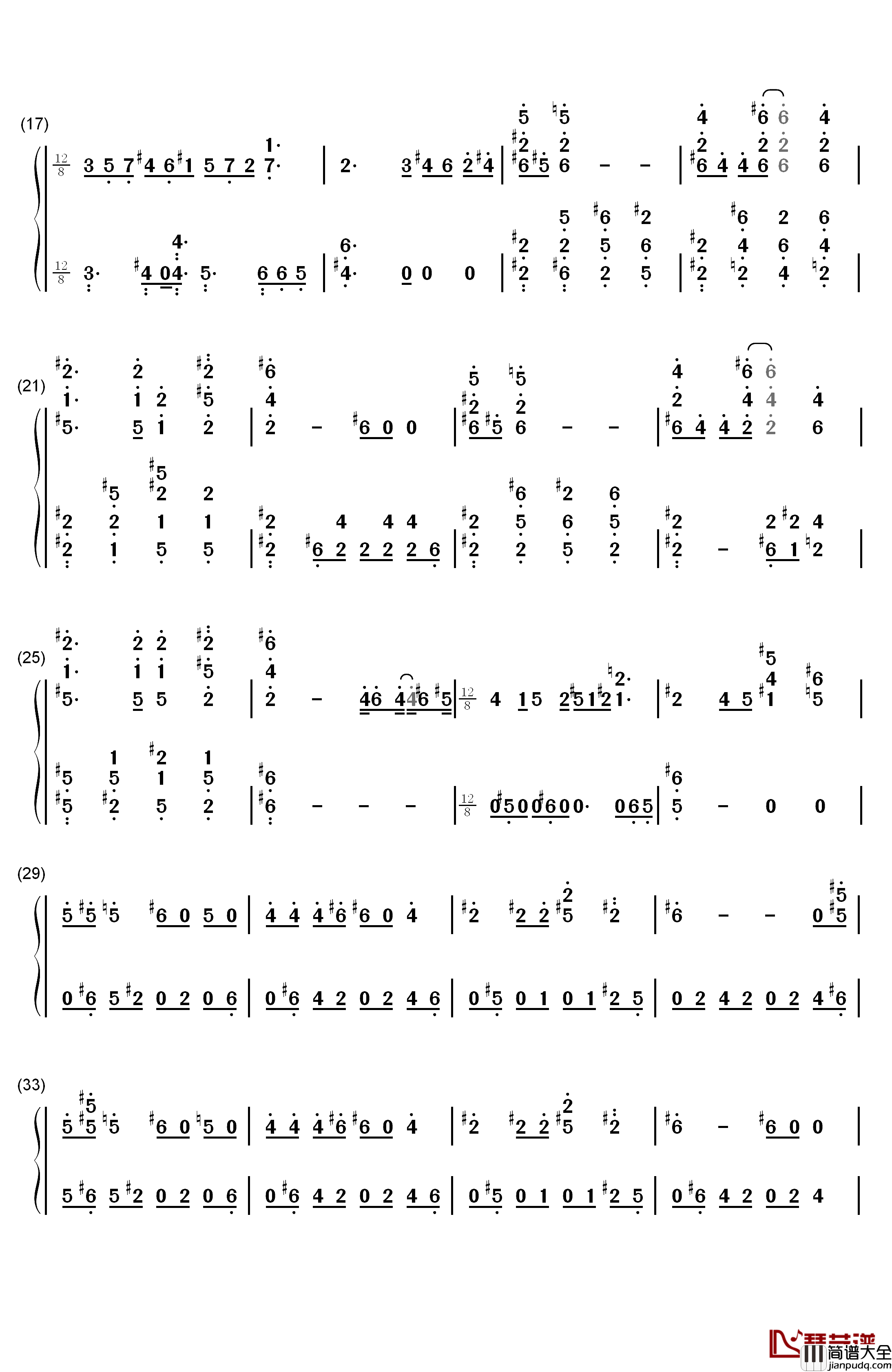 Think_of_Me钢琴简谱_数字双手_克莉丝汀(Christine_Daaé)