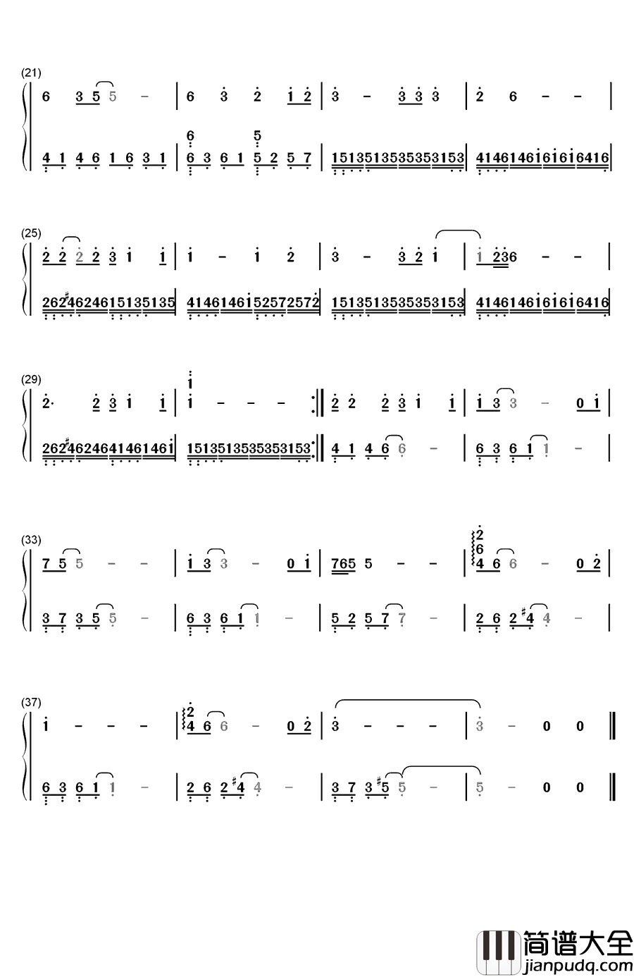纠缠钢琴简谱_数字双手_裘海正