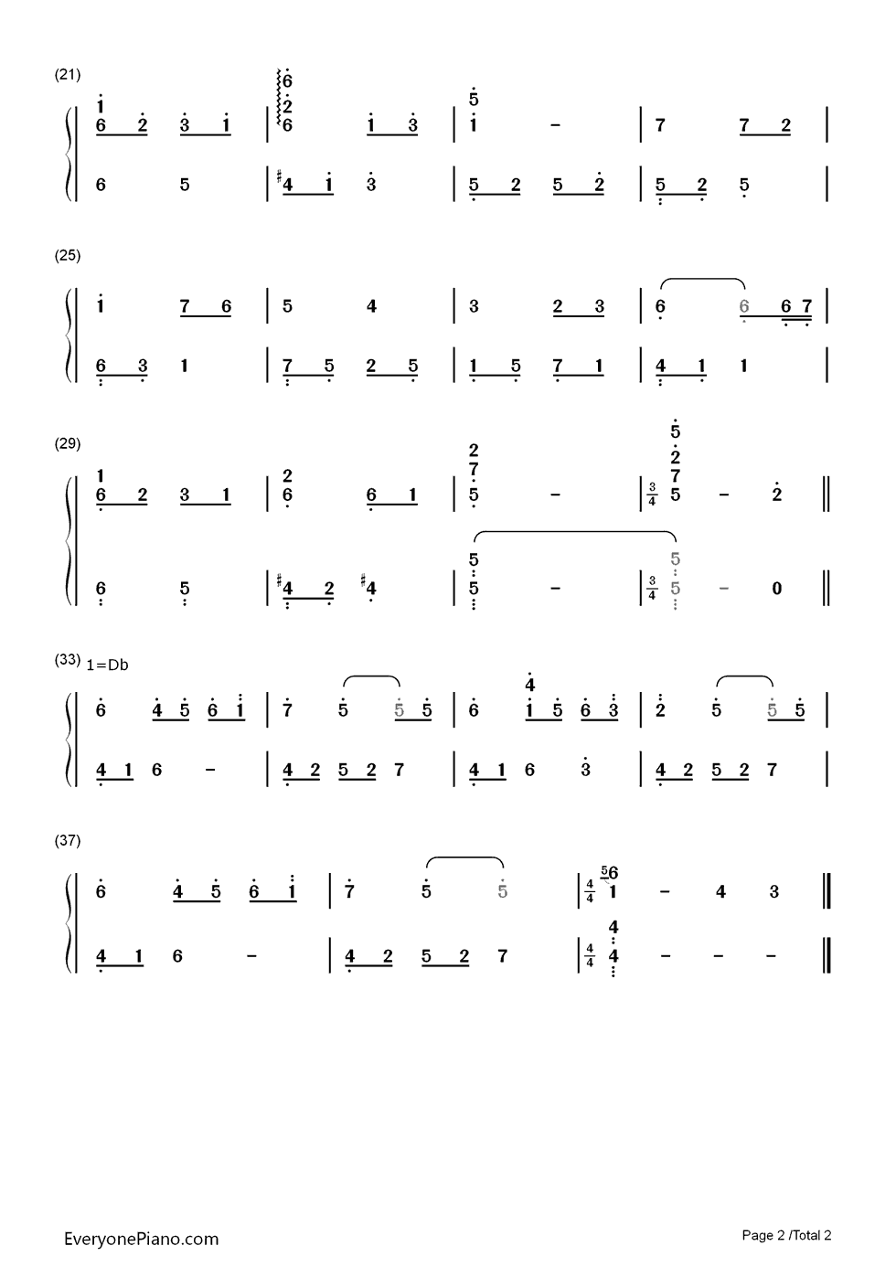 Sad_Past钢琴简谱_数字双手_光田康典