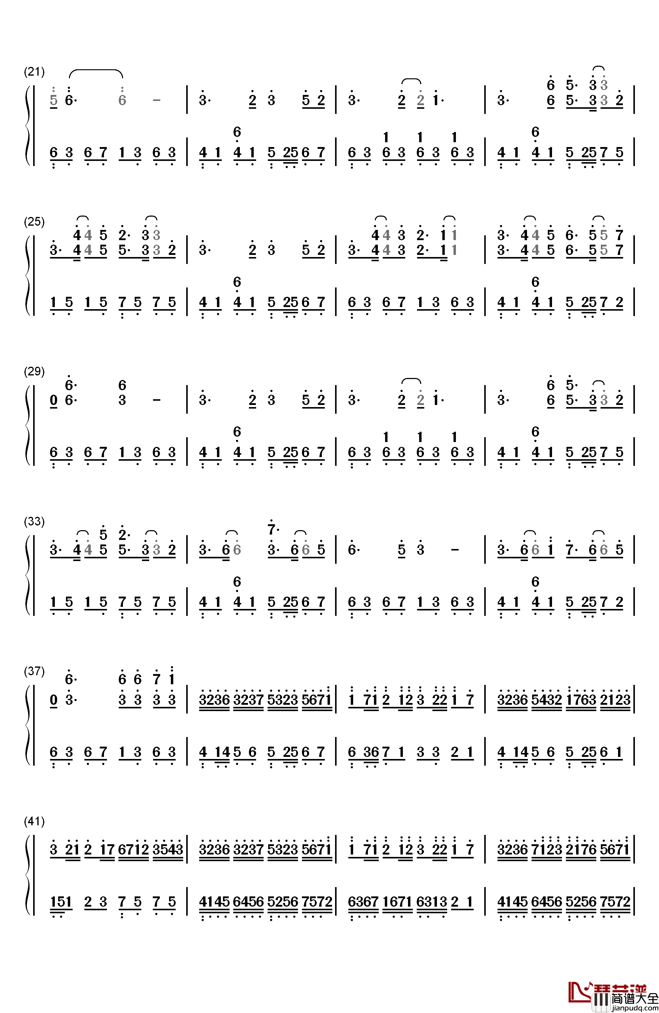 爱情似花钢琴简谱_数字双手_Sweet_Rain