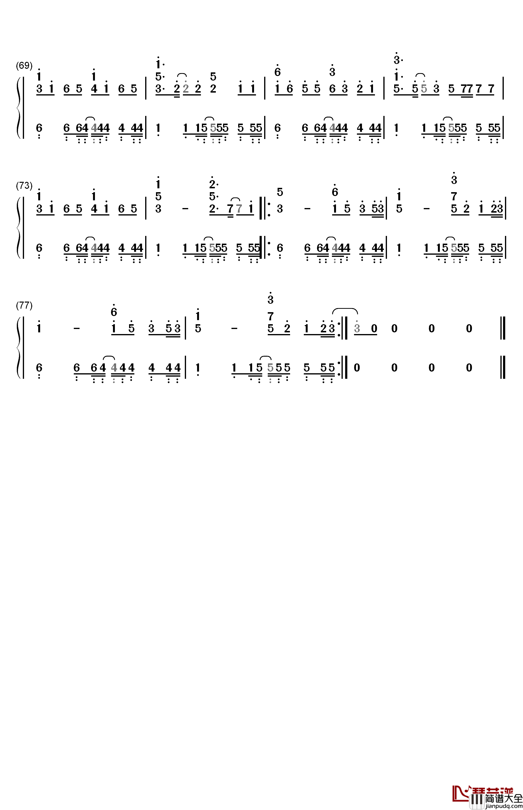 Whistle钢琴简谱_数字双手_Flo_Rida