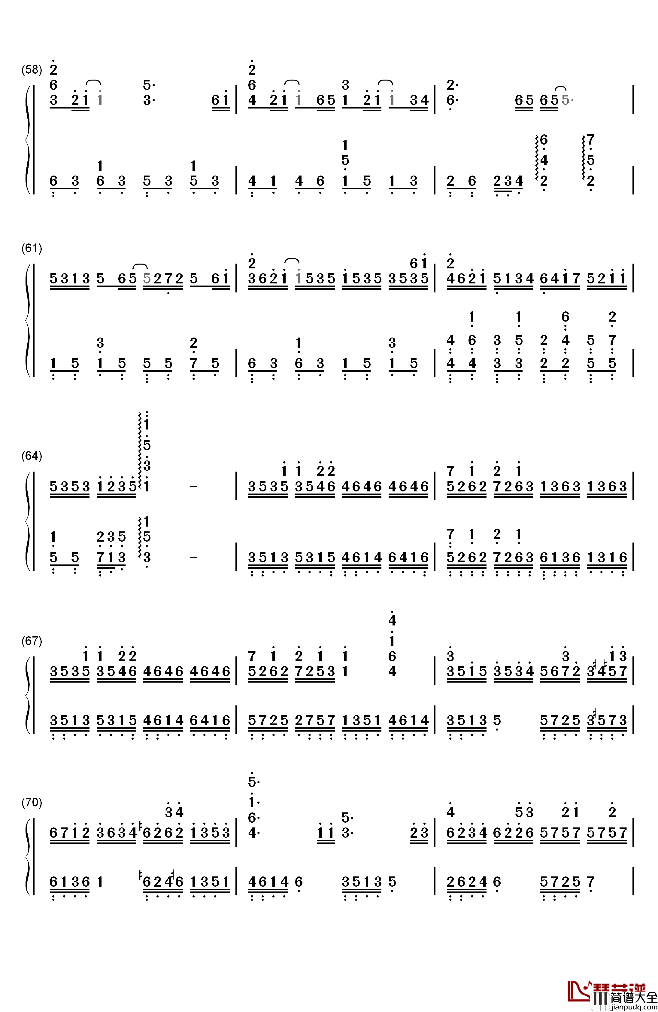 ハナミズキ钢琴简谱_数字双手_一青窈