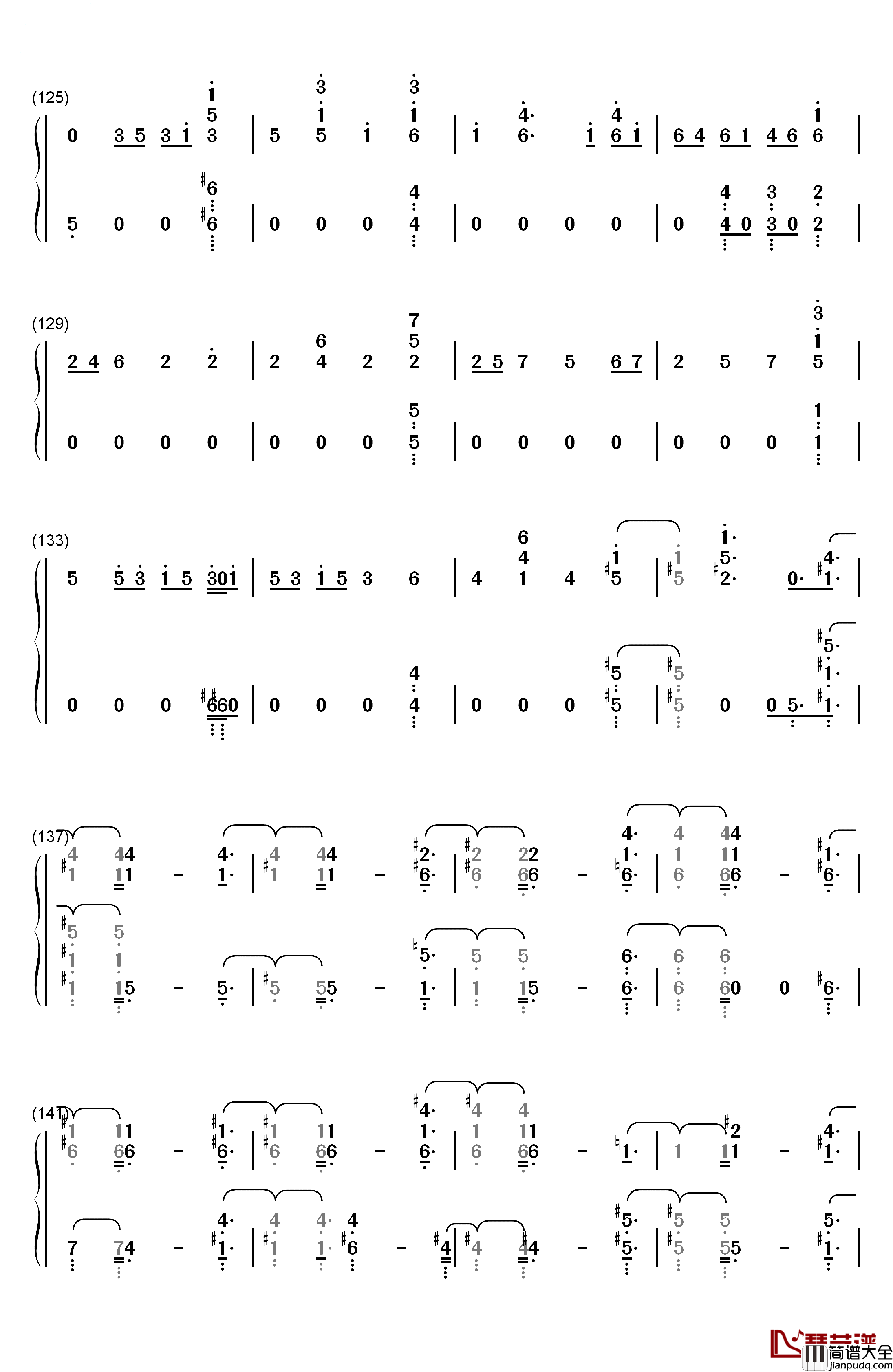 Free_Me钢琴简谱_数字双手_Sia