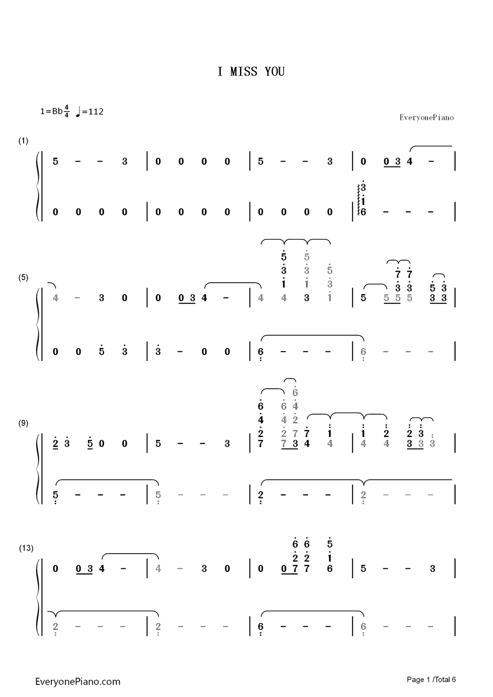 I_Miss_You钢琴简谱_数字双手_Adele