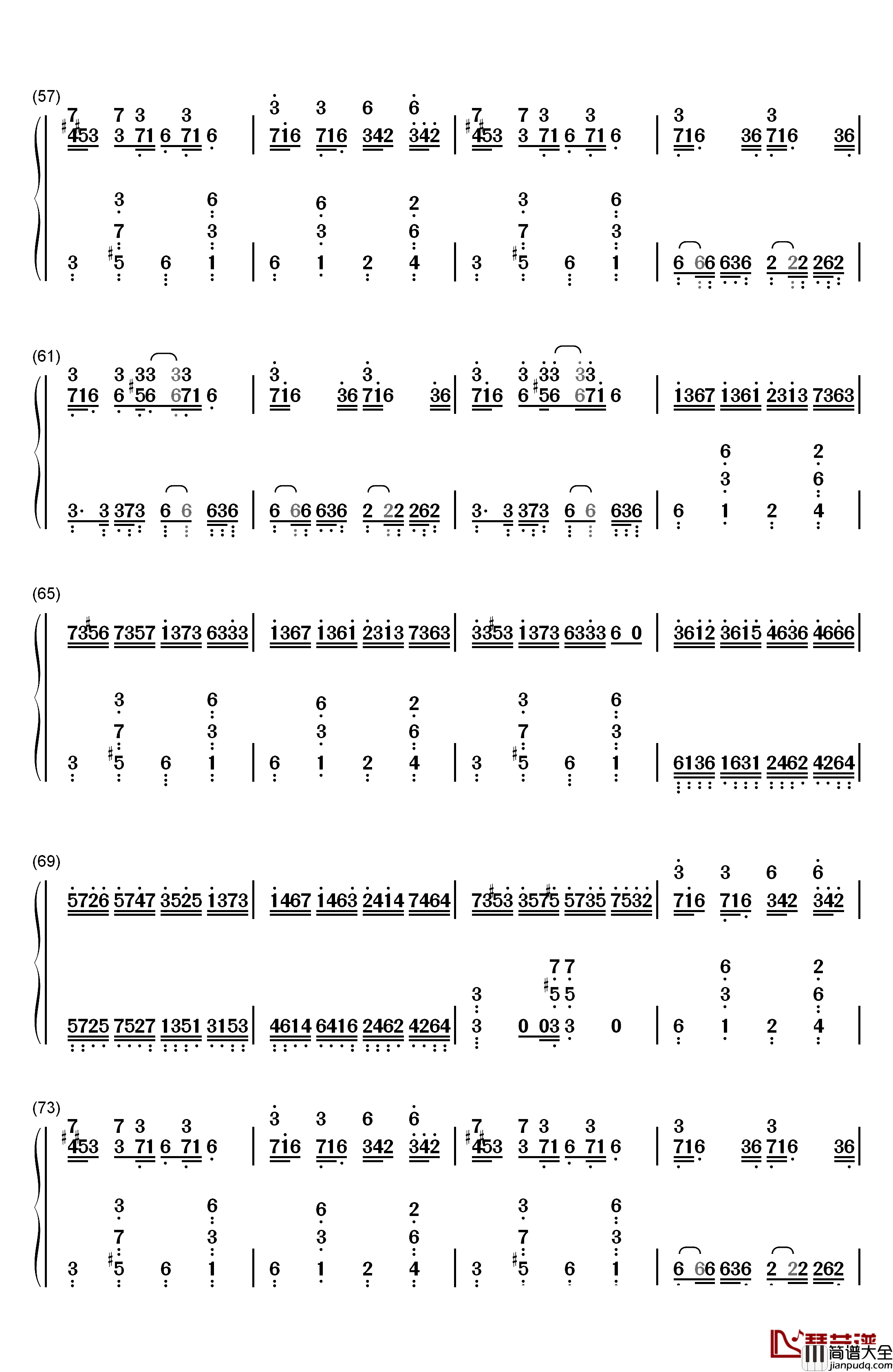 克罗地亚狂想曲钢琴简谱_数字双手_马克西姆