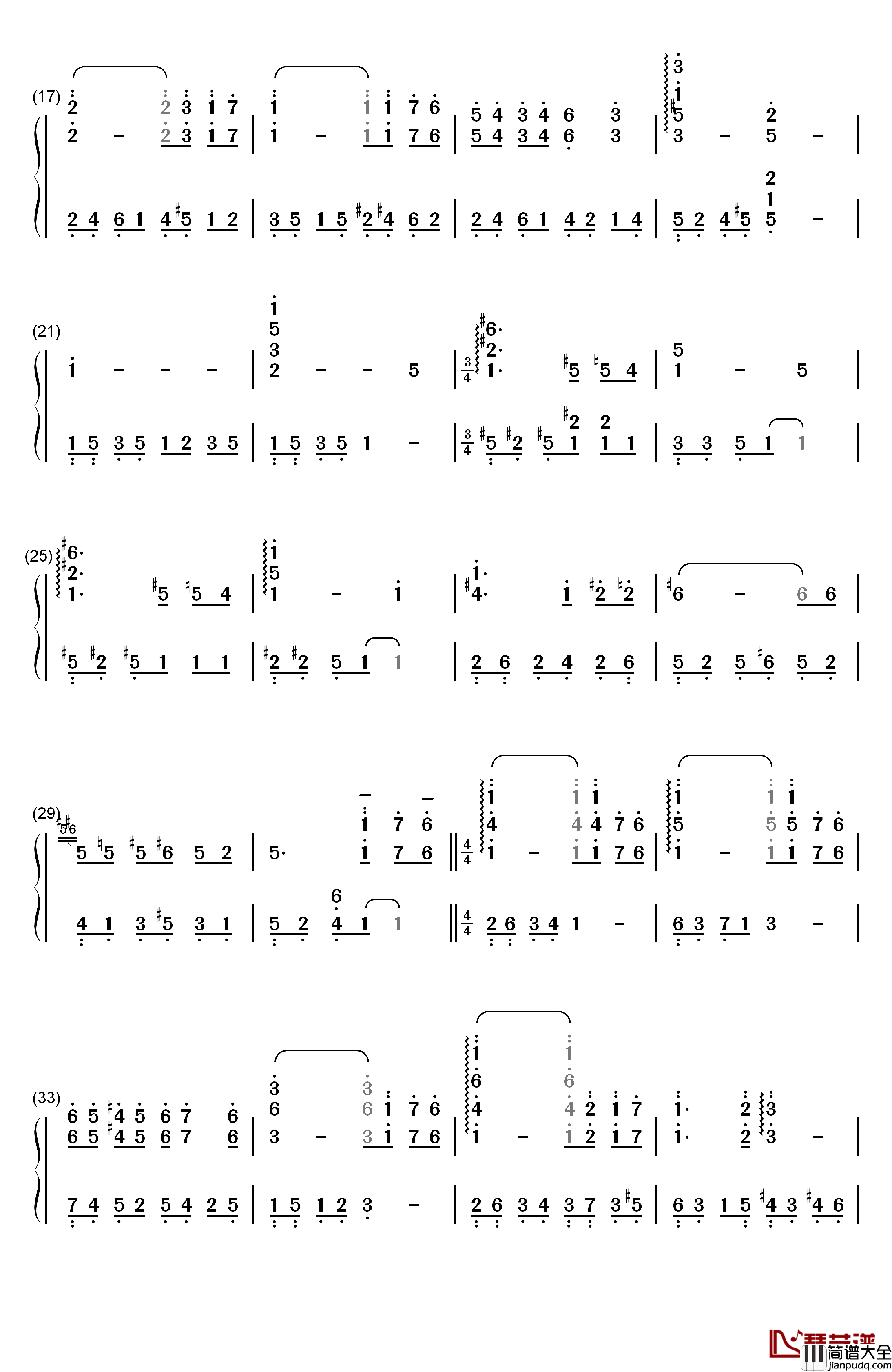 Nostalgia钢琴简谱_数字双手_久石让