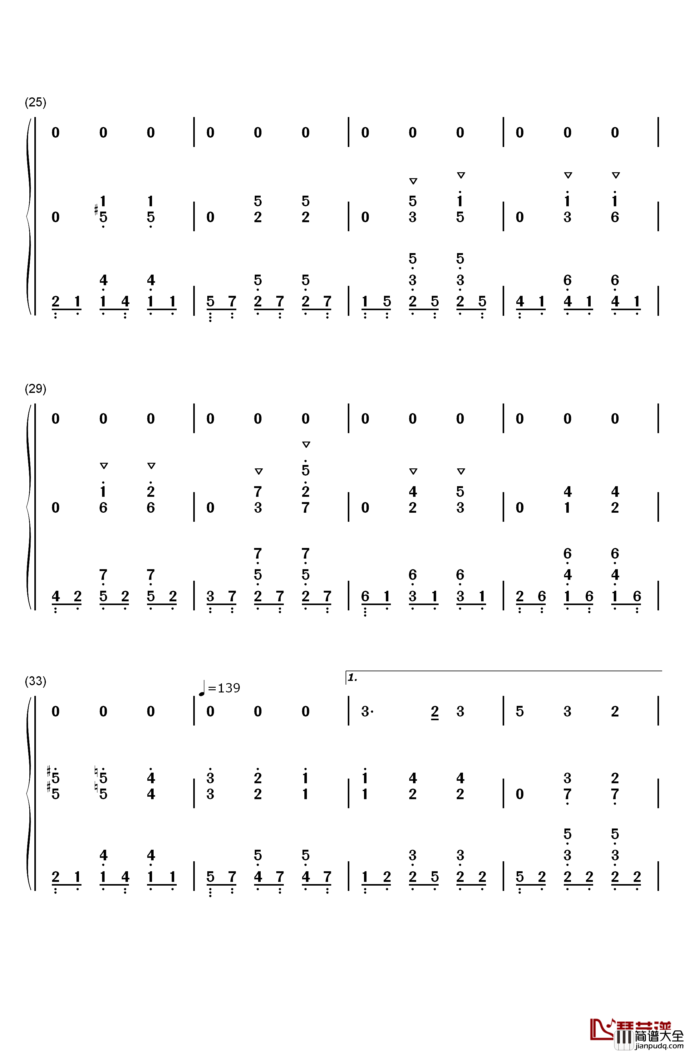 Cerf钢琴简谱_数字双手_Bruno_Coulais