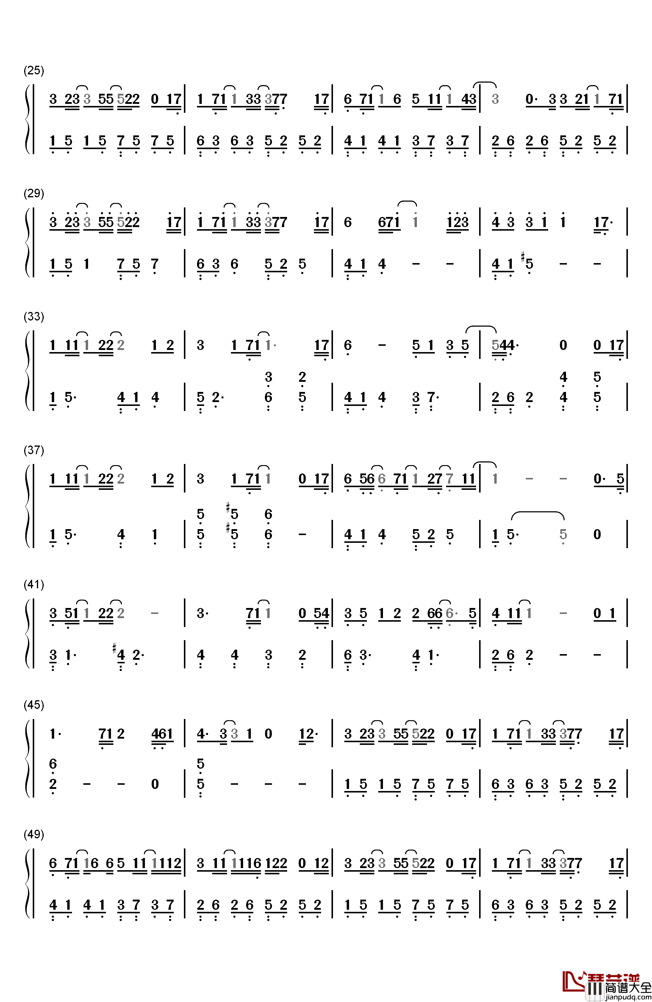 素敵なことがあなたを待っている钢琴简谱_数字双手_藤田麻衣子