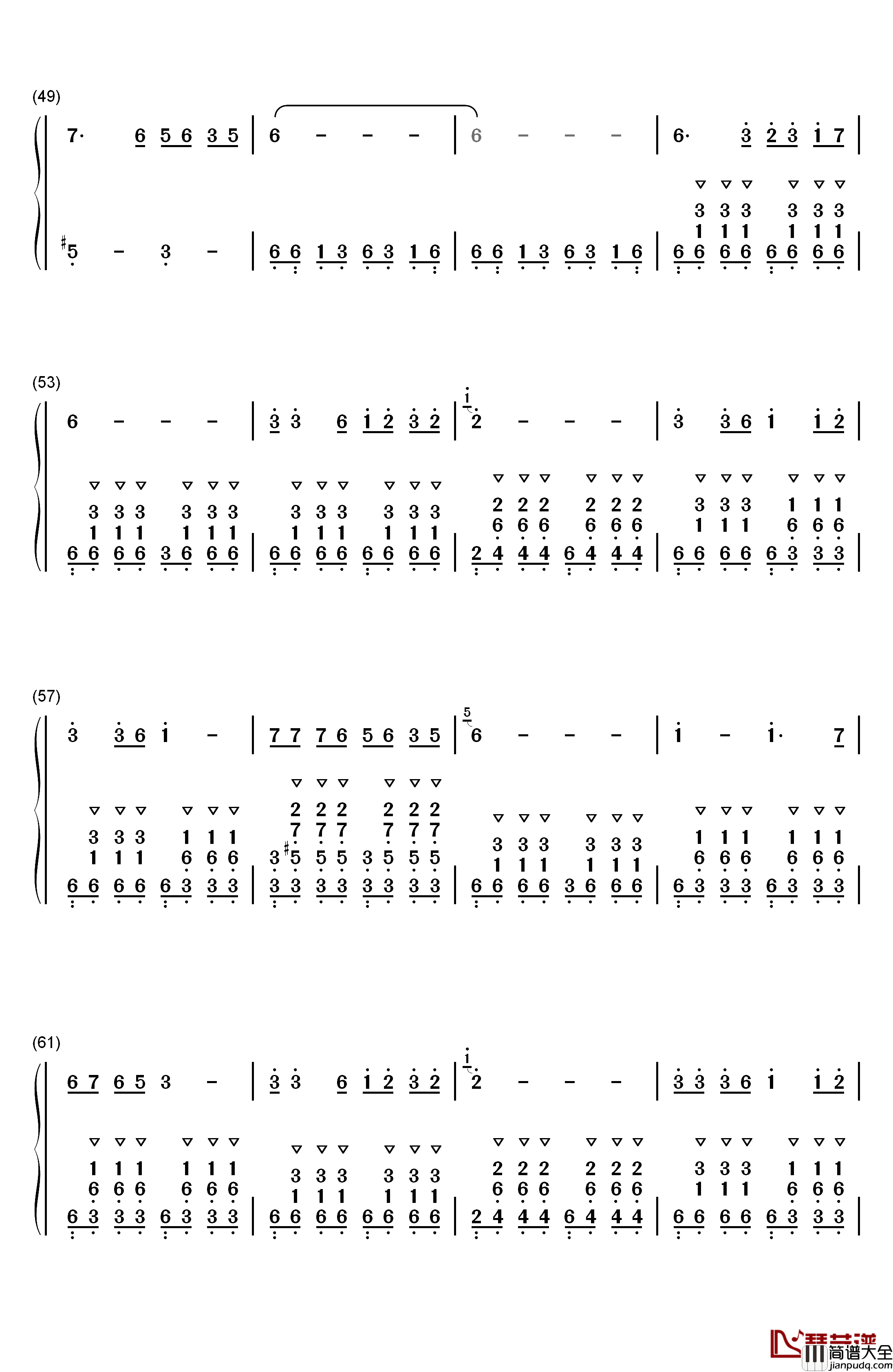 军中绿花钢琴简谱_数字双手_小曾