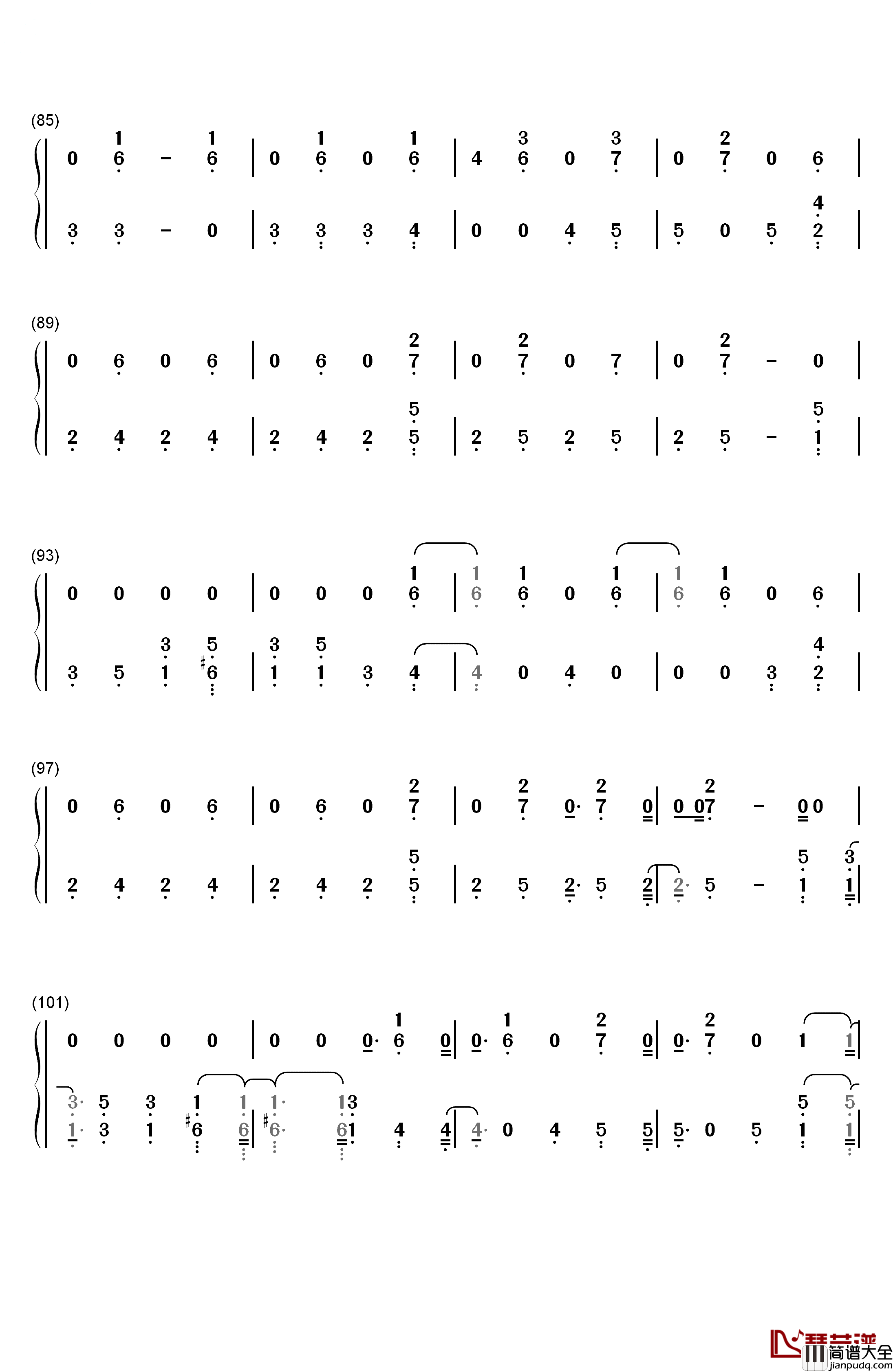 Free_Me钢琴简谱_数字双手_Sia
