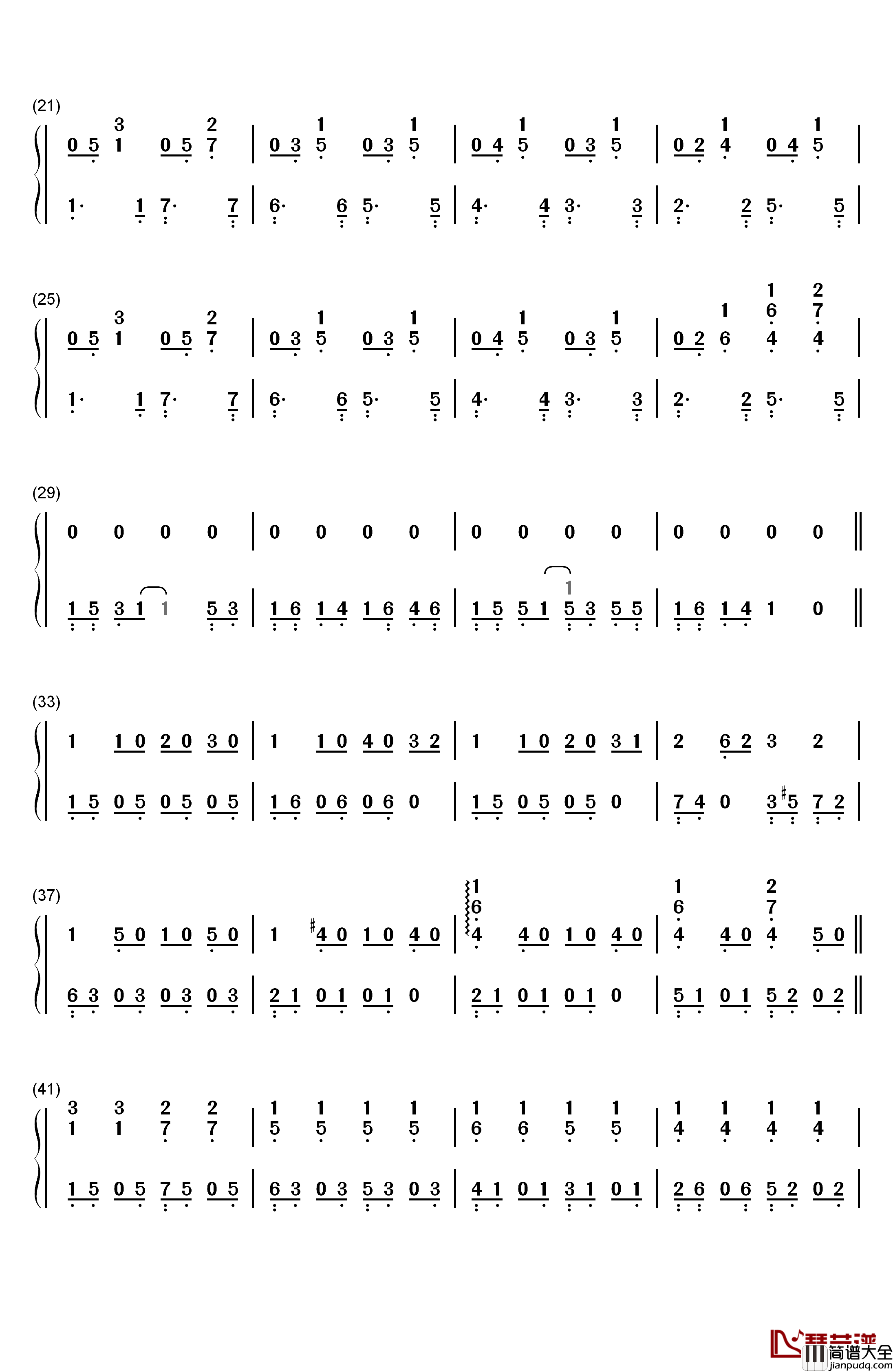 他和她钢琴简谱_数字双手_王源