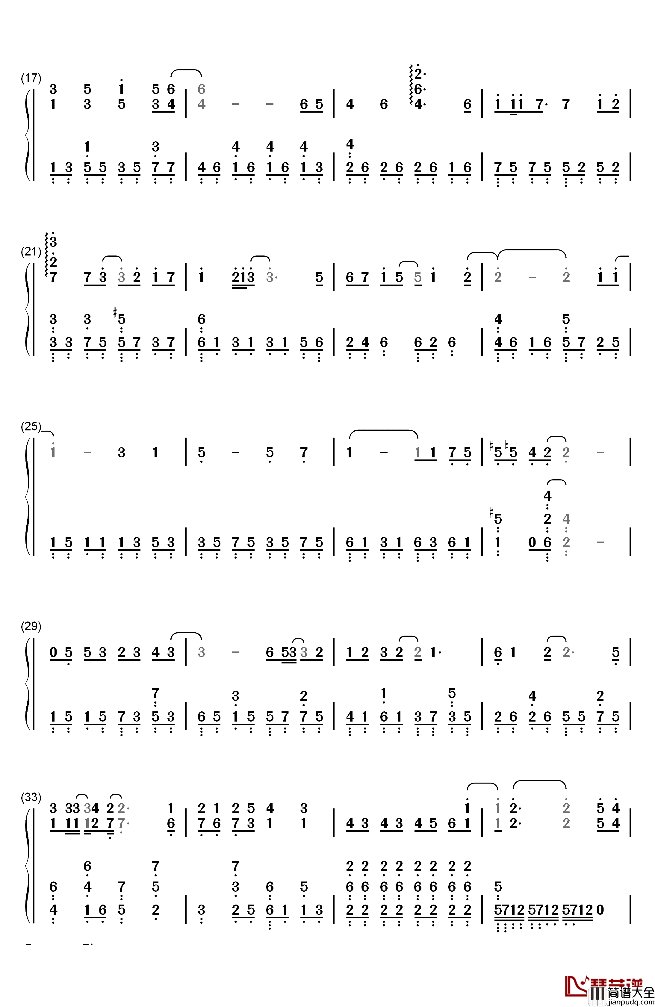 唯一的人钢琴简谱_数字双手_金炯秀(K.Will)