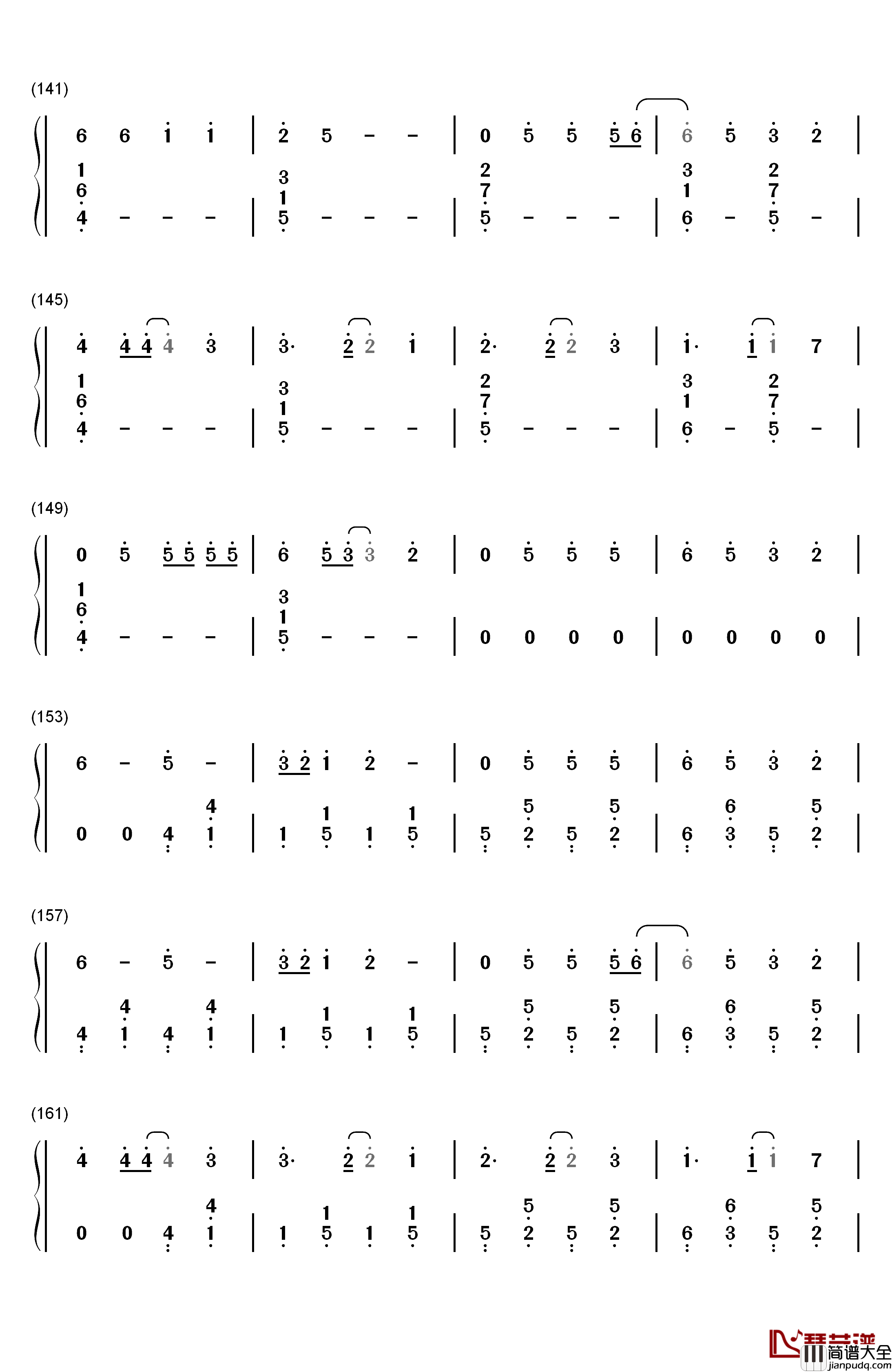 Final_Song钢琴简谱_数字双手_MO