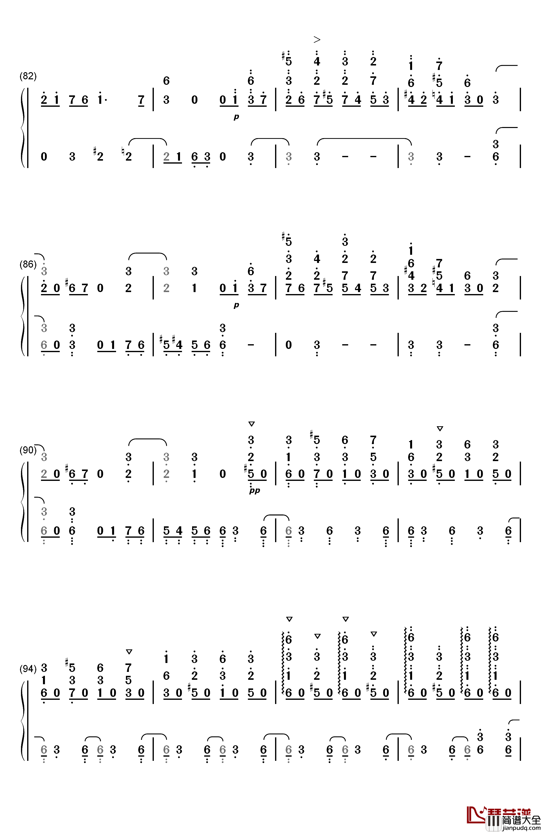六月船歌钢琴简谱_数字双手_柴可夫斯基__Tchaikovsky
