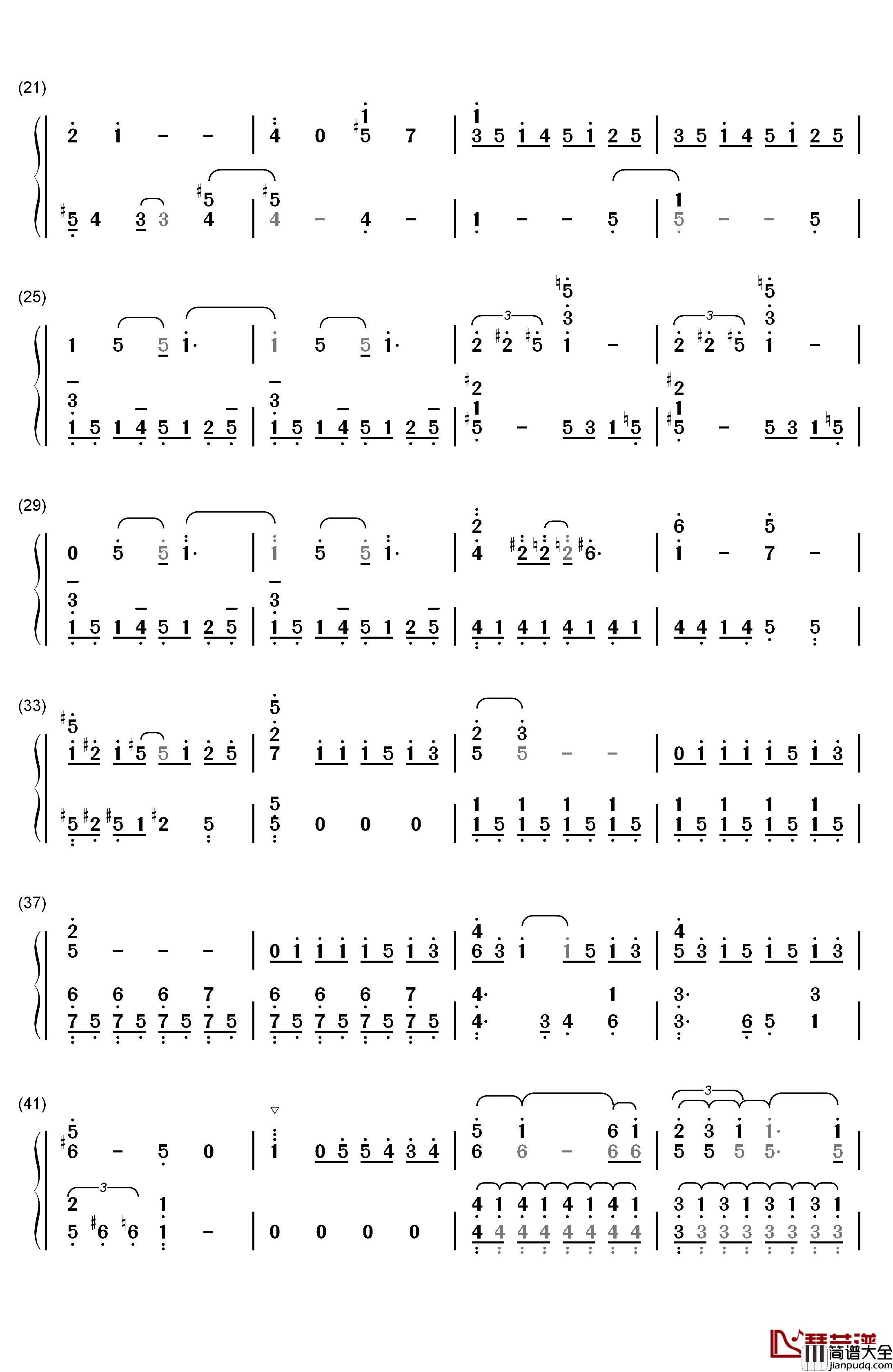 Do_You_Want_to_Build_a_Snowman钢琴简谱_数字双手_Kristen_Bell