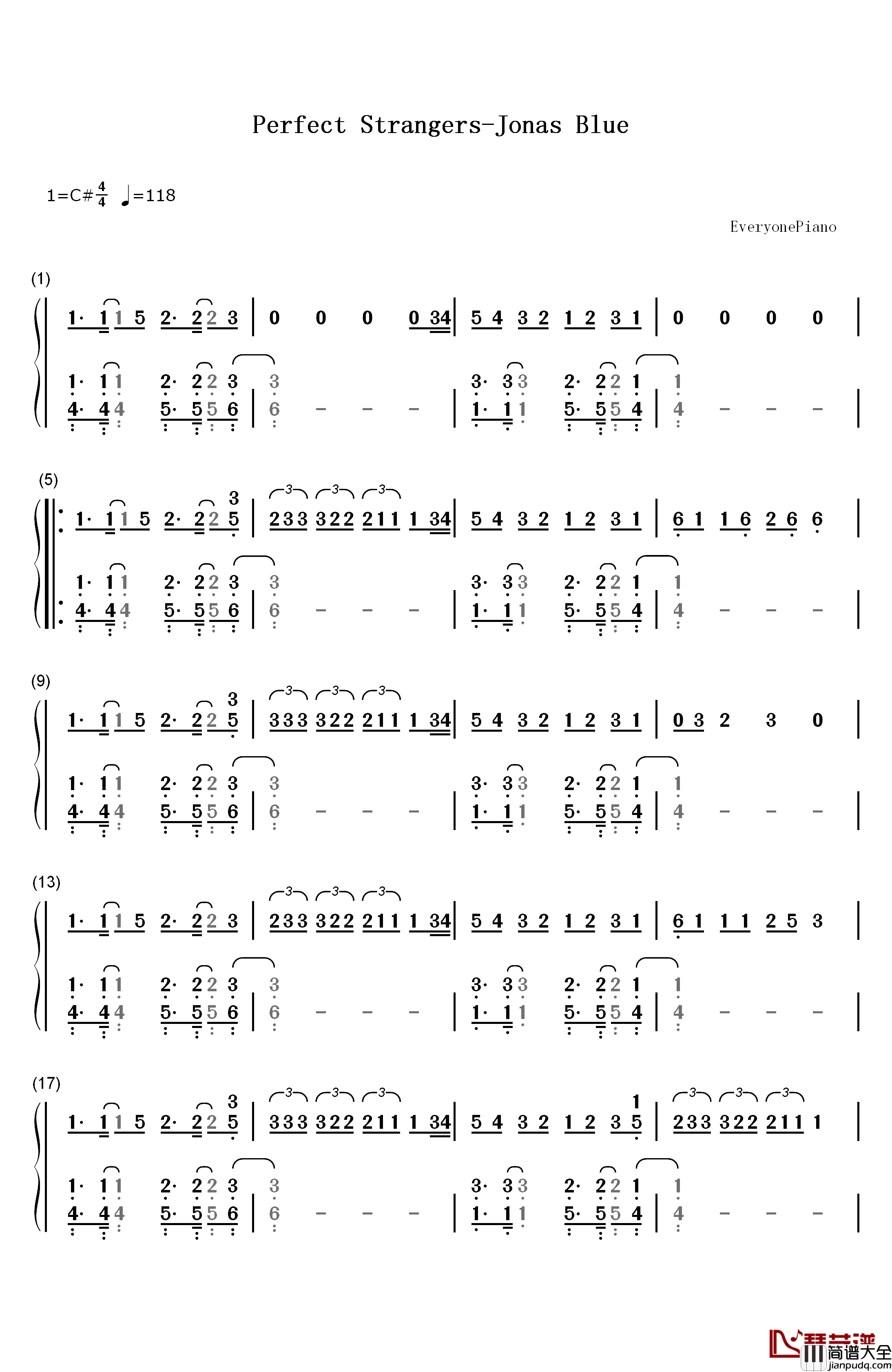 Perfect_Strangers钢琴简谱_数字双手_Jonas_Blue