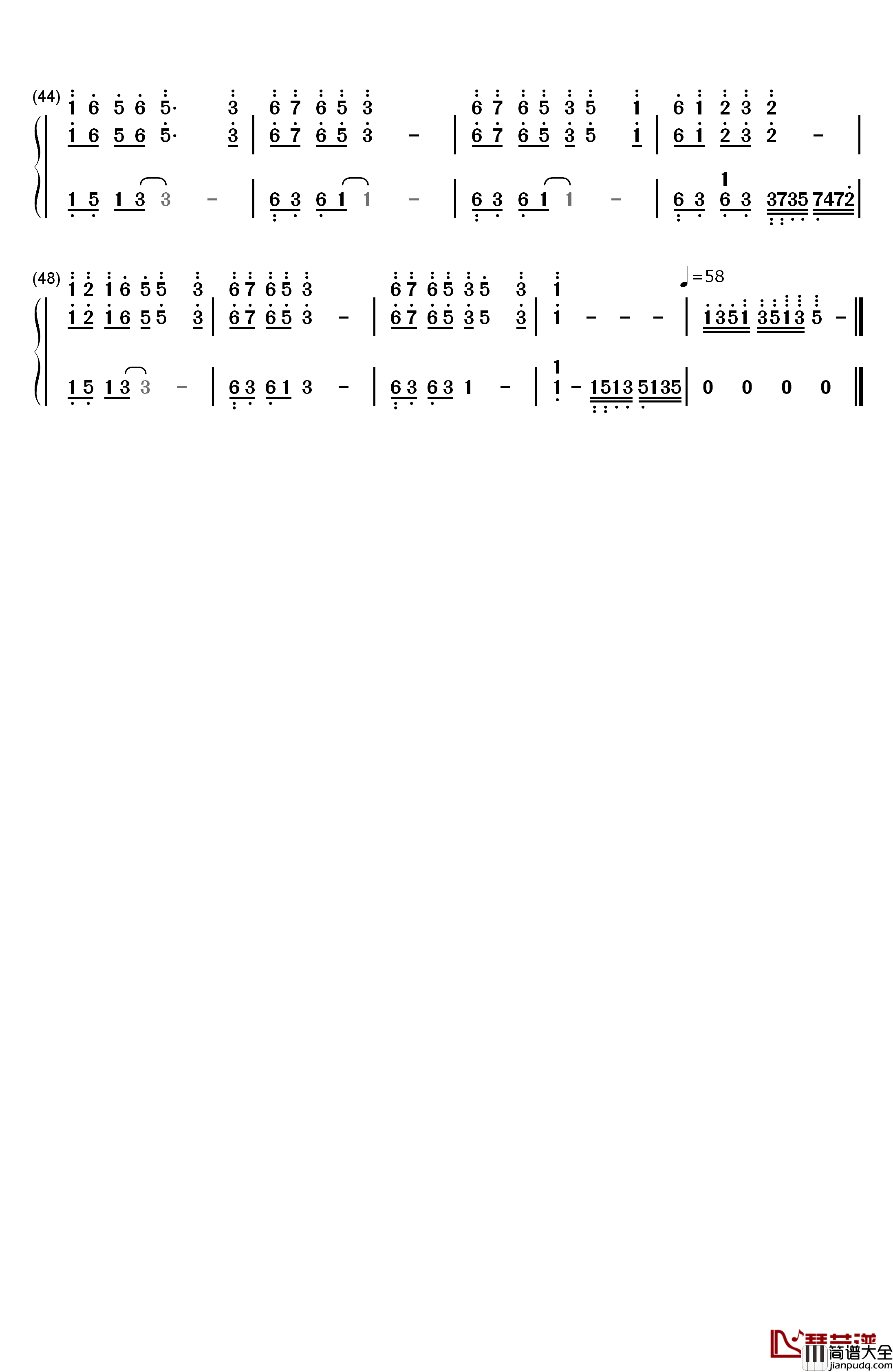 爱江山更爱美人钢琴简谱_数字双手_李丽芬