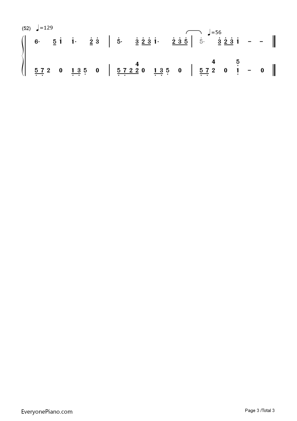 执子之手钢琴简谱_数字双手_乔治·温斯顿
