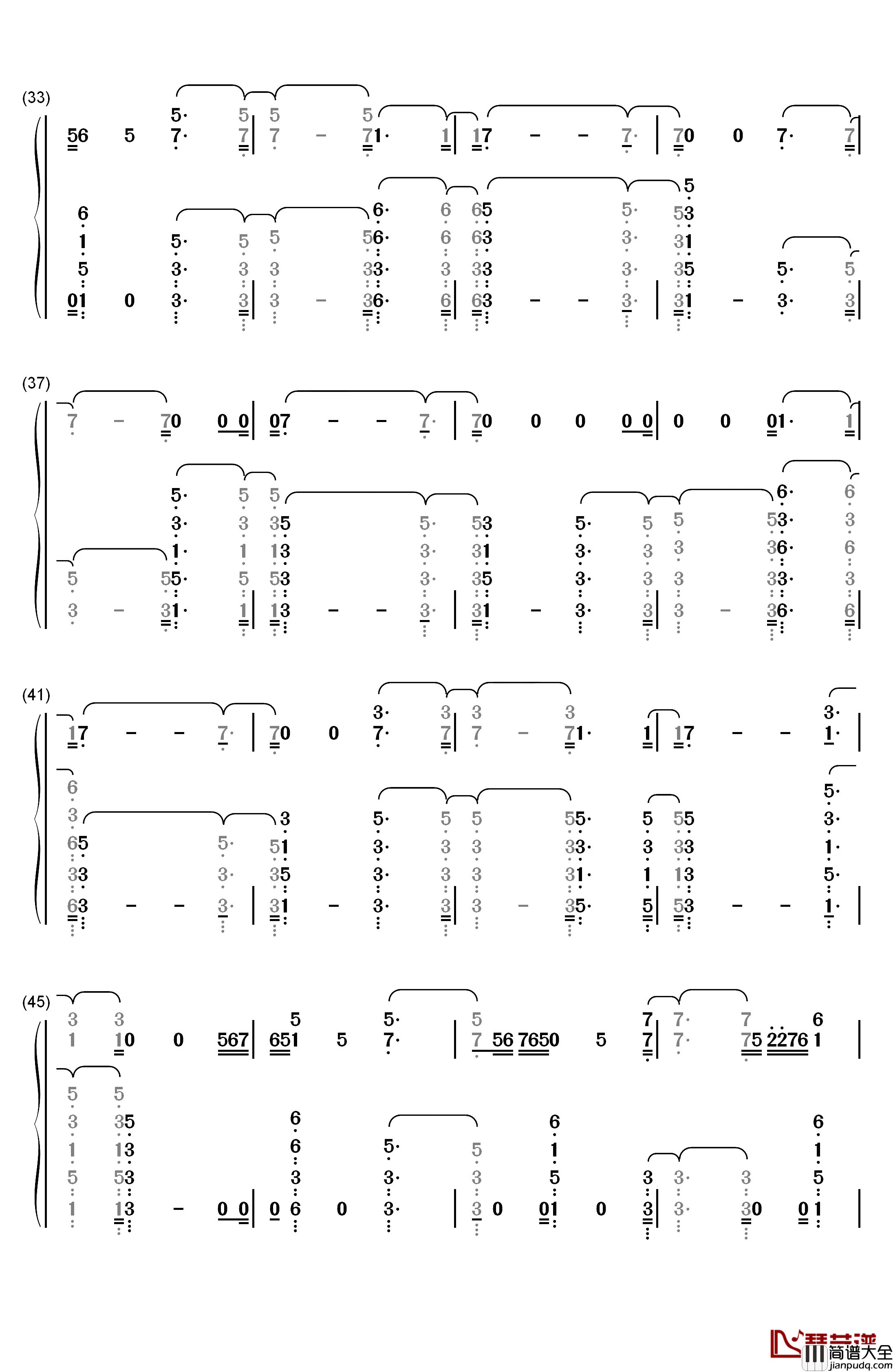 Let_You_Down钢琴简谱_数字双手_NF