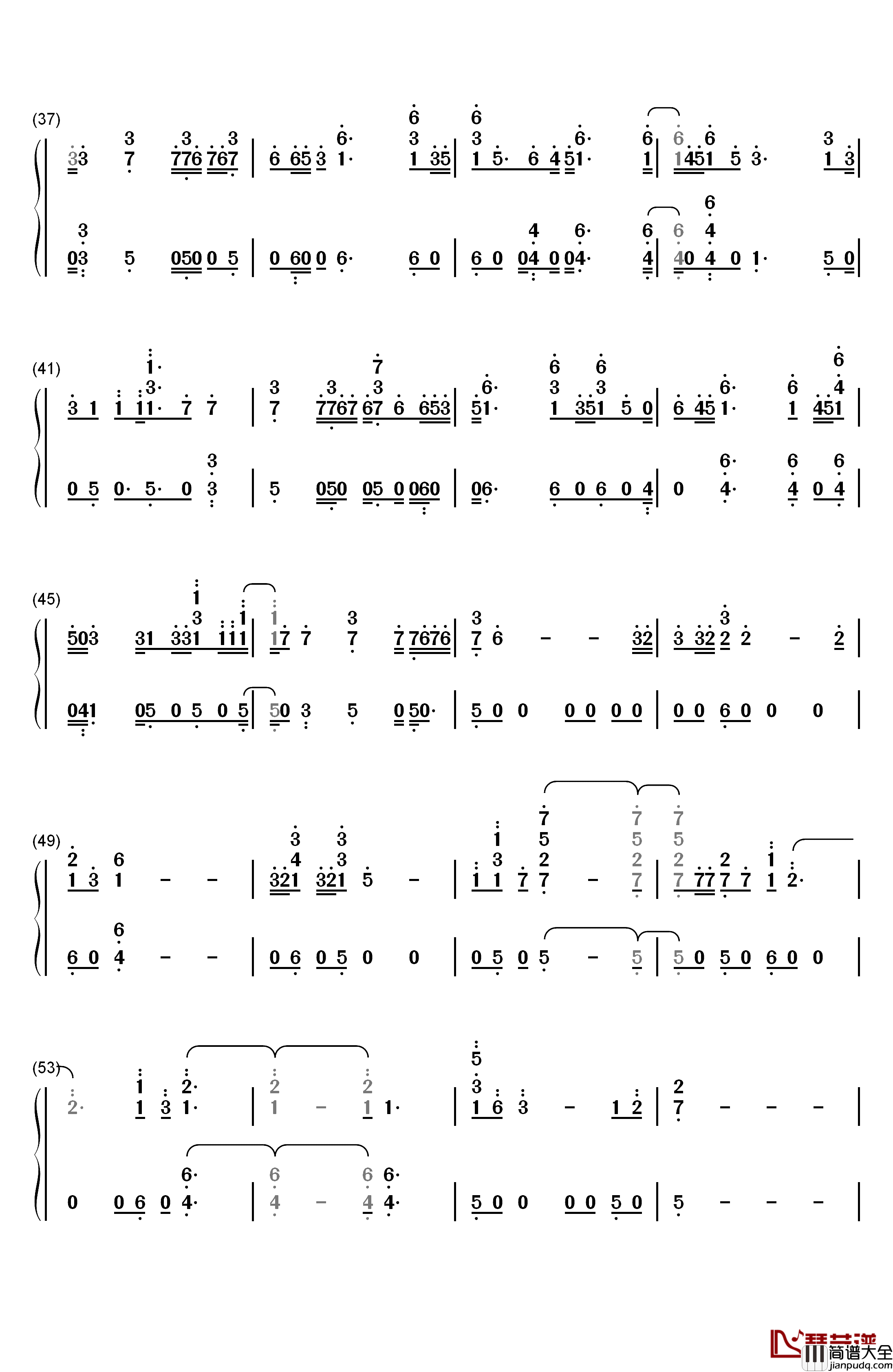 Dusk_Till_Dawn钢琴简谱_数字双手_ZAYN_Sia