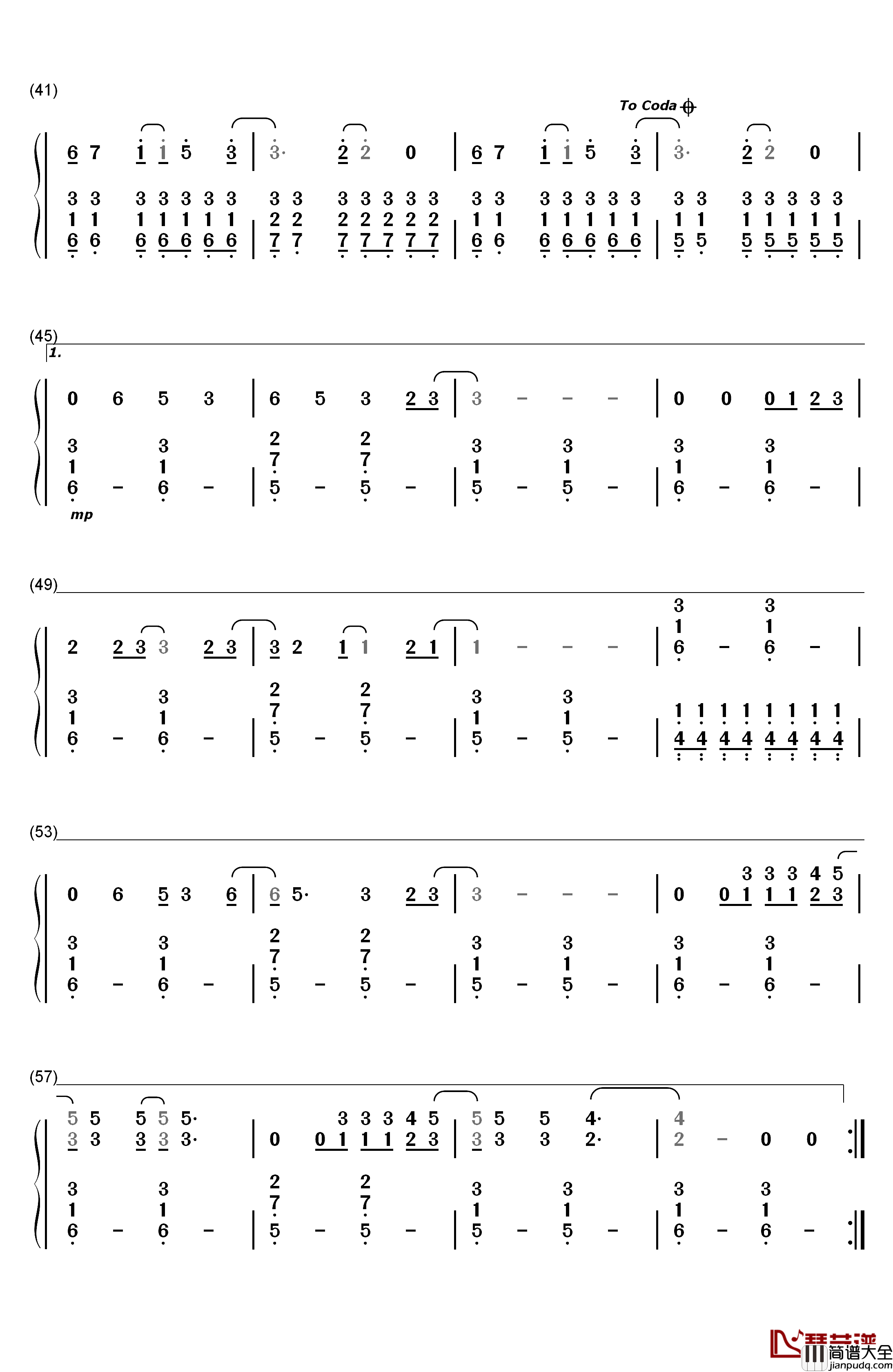 Stitches钢琴简谱_数字双手_Shawn_Mendes