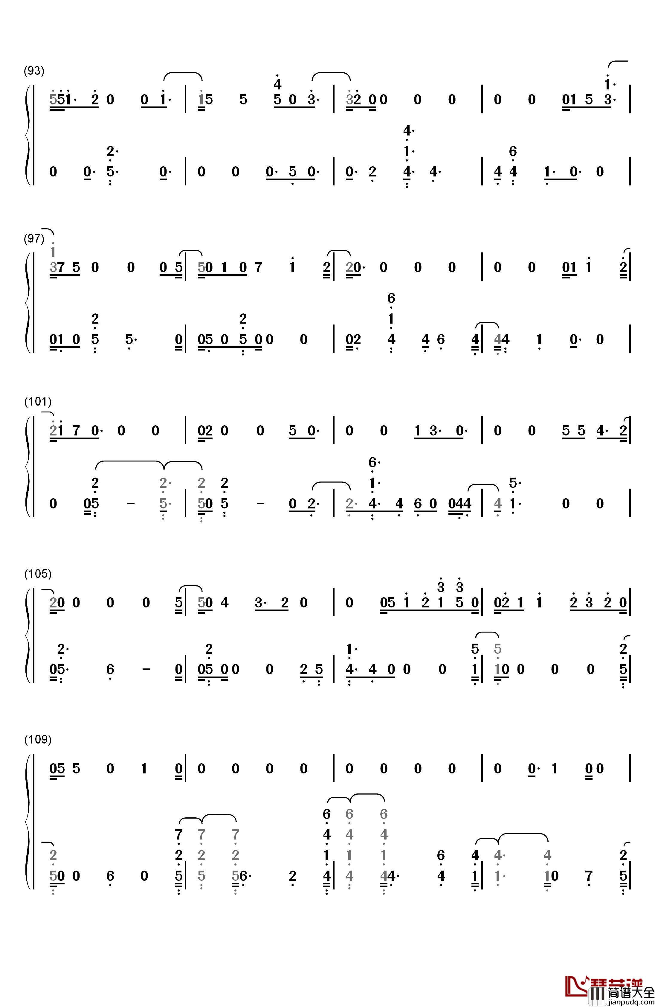 Power钢琴简谱_数字双手_EXO