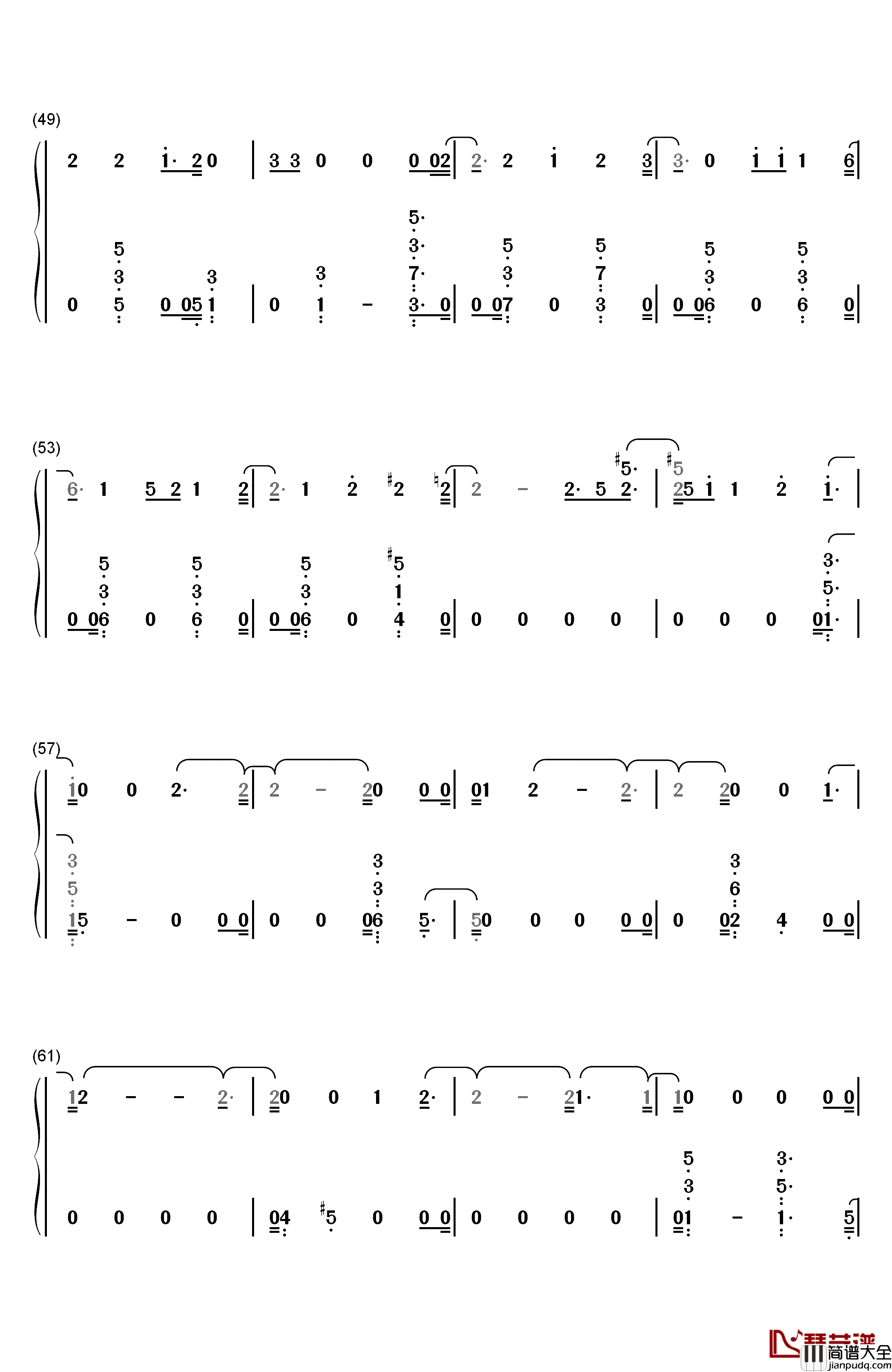 Universe钢琴简谱_数字双手_EXO