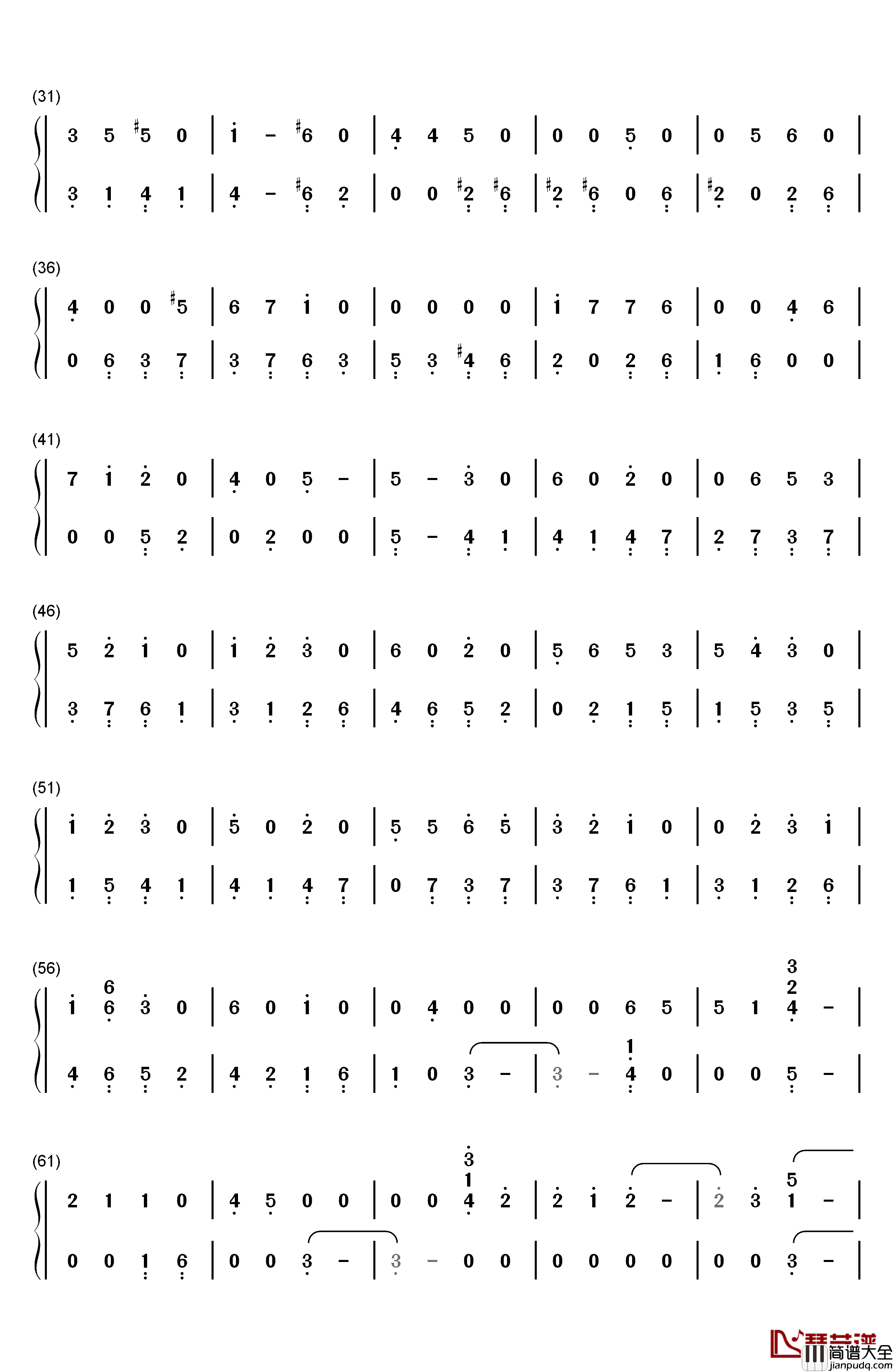 曾经守候钢琴简谱_数字双手_张碧晨