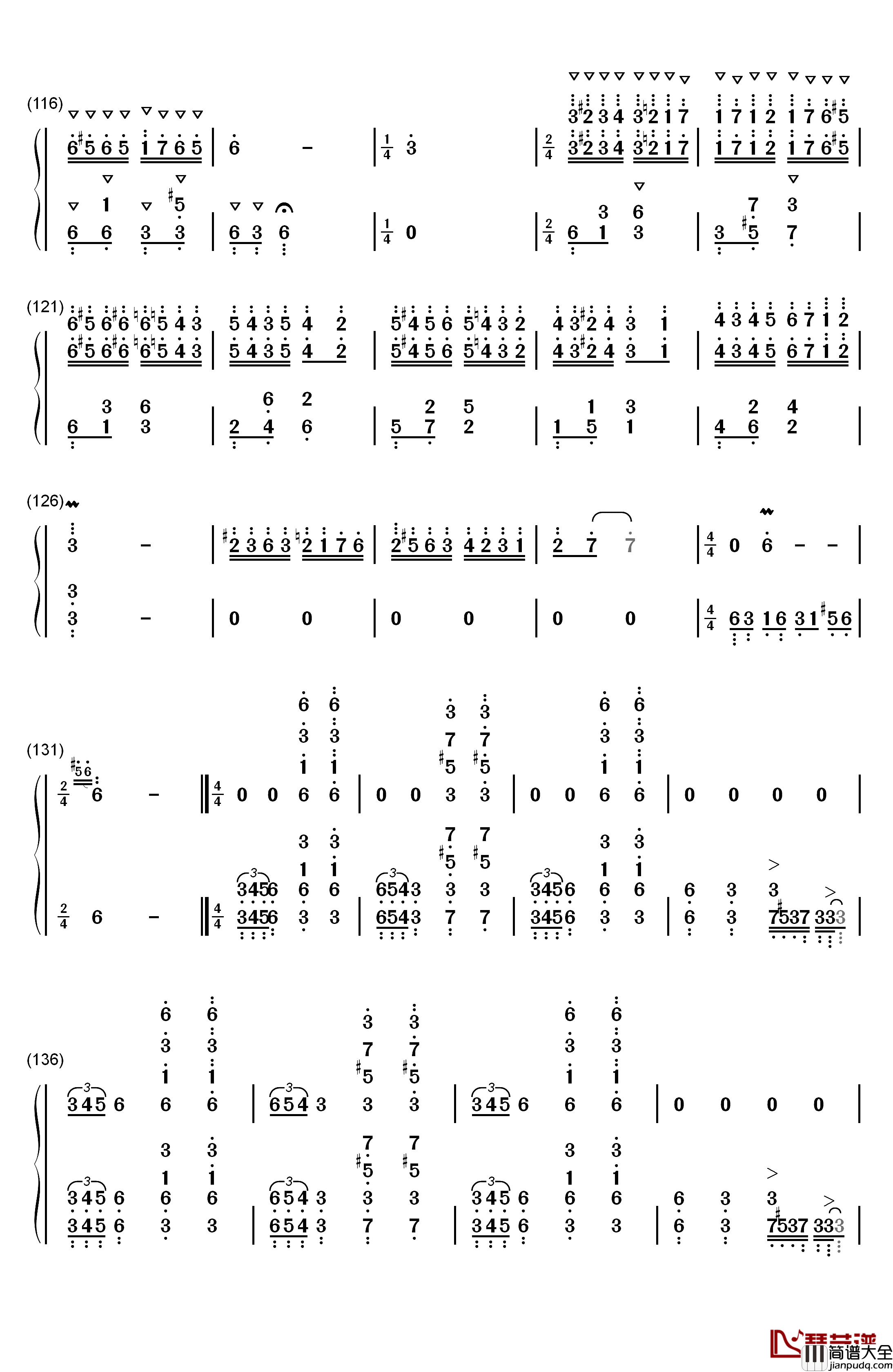 帕格尼尼飞絮曲钢琴简谱_数字双手_马克西姆