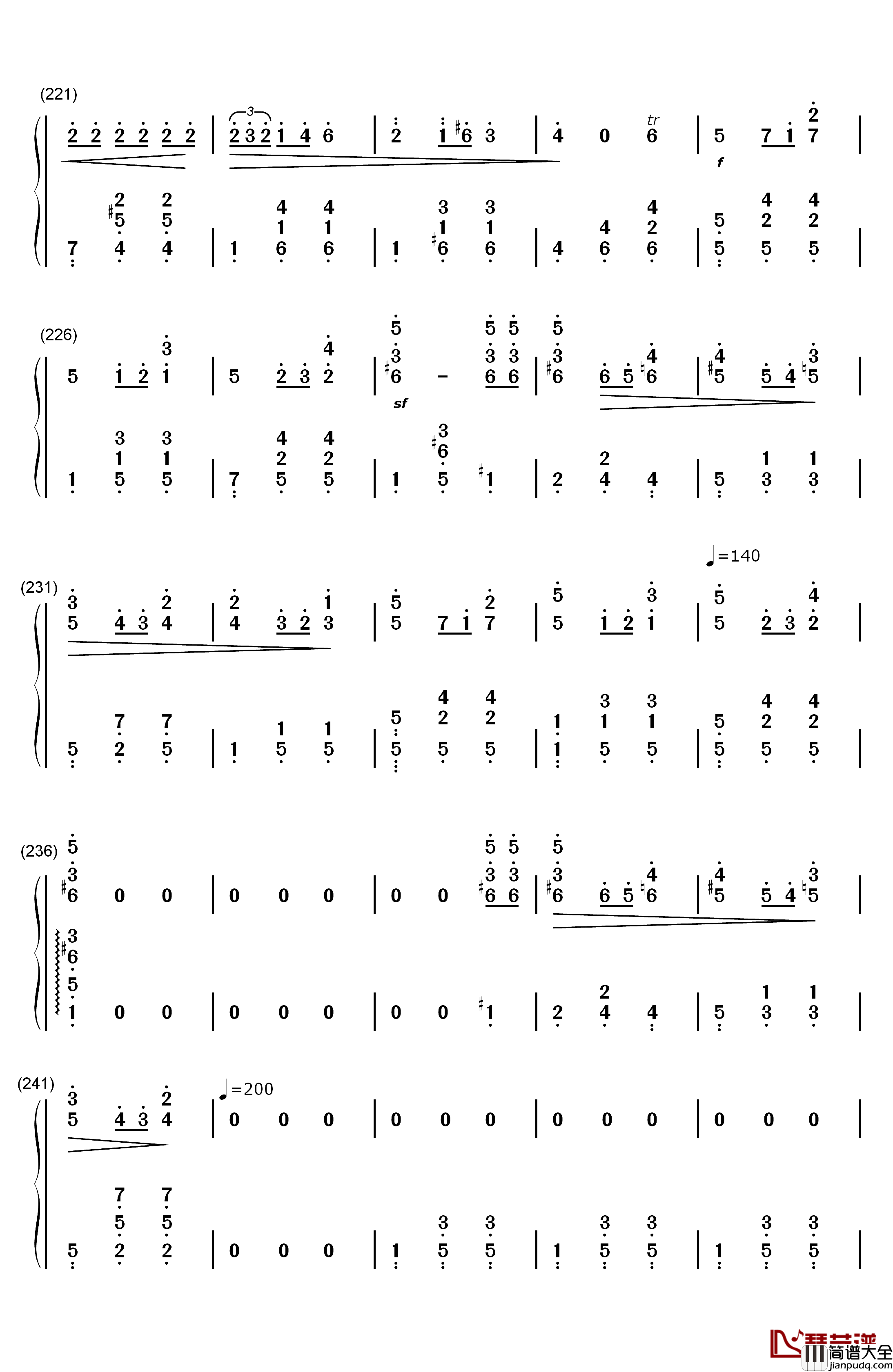 华丽大圆舞曲钢琴简谱_数字双手_肖邦