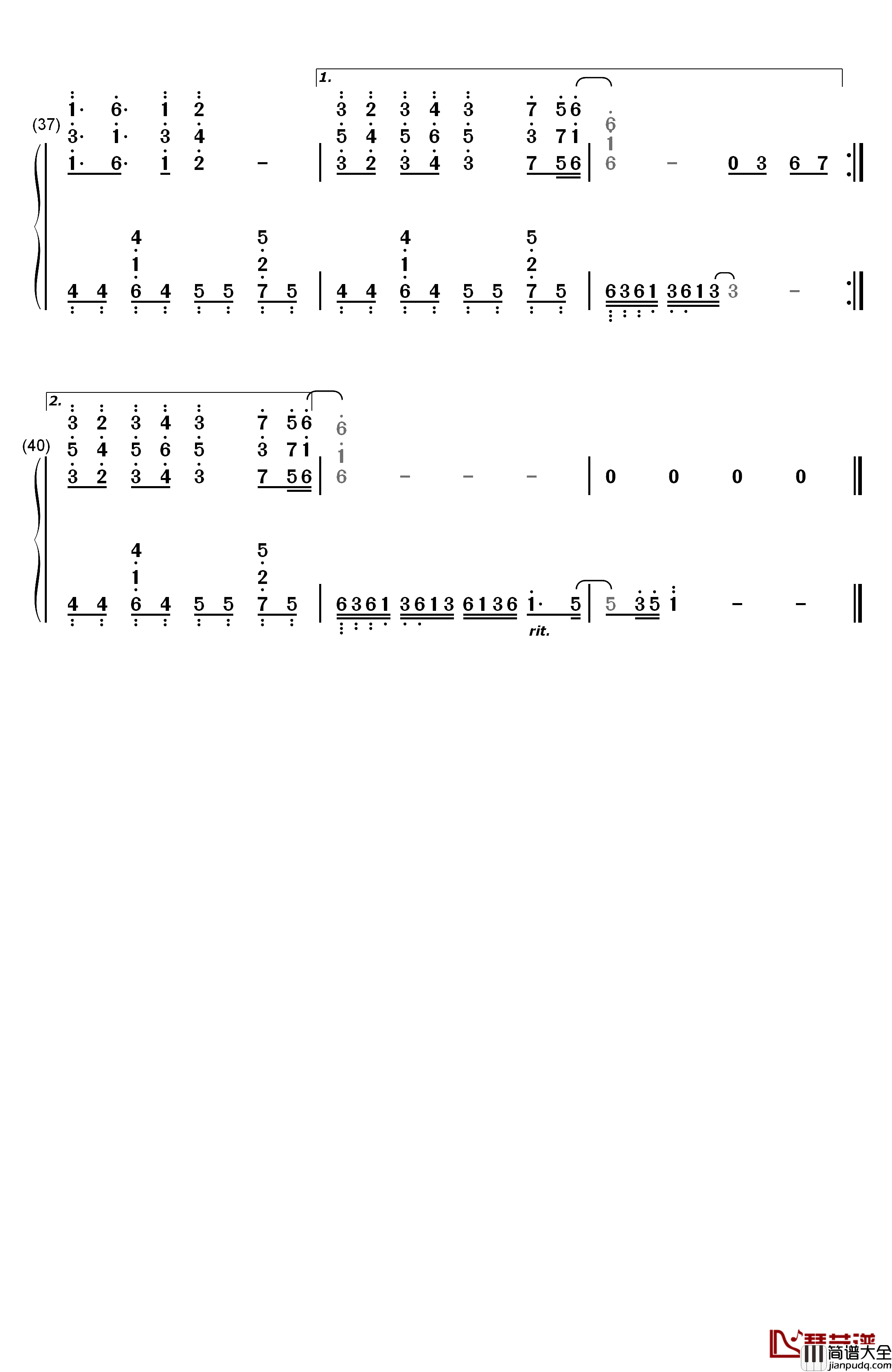 爱恨的泪钢琴简谱_数字双手_SNH48