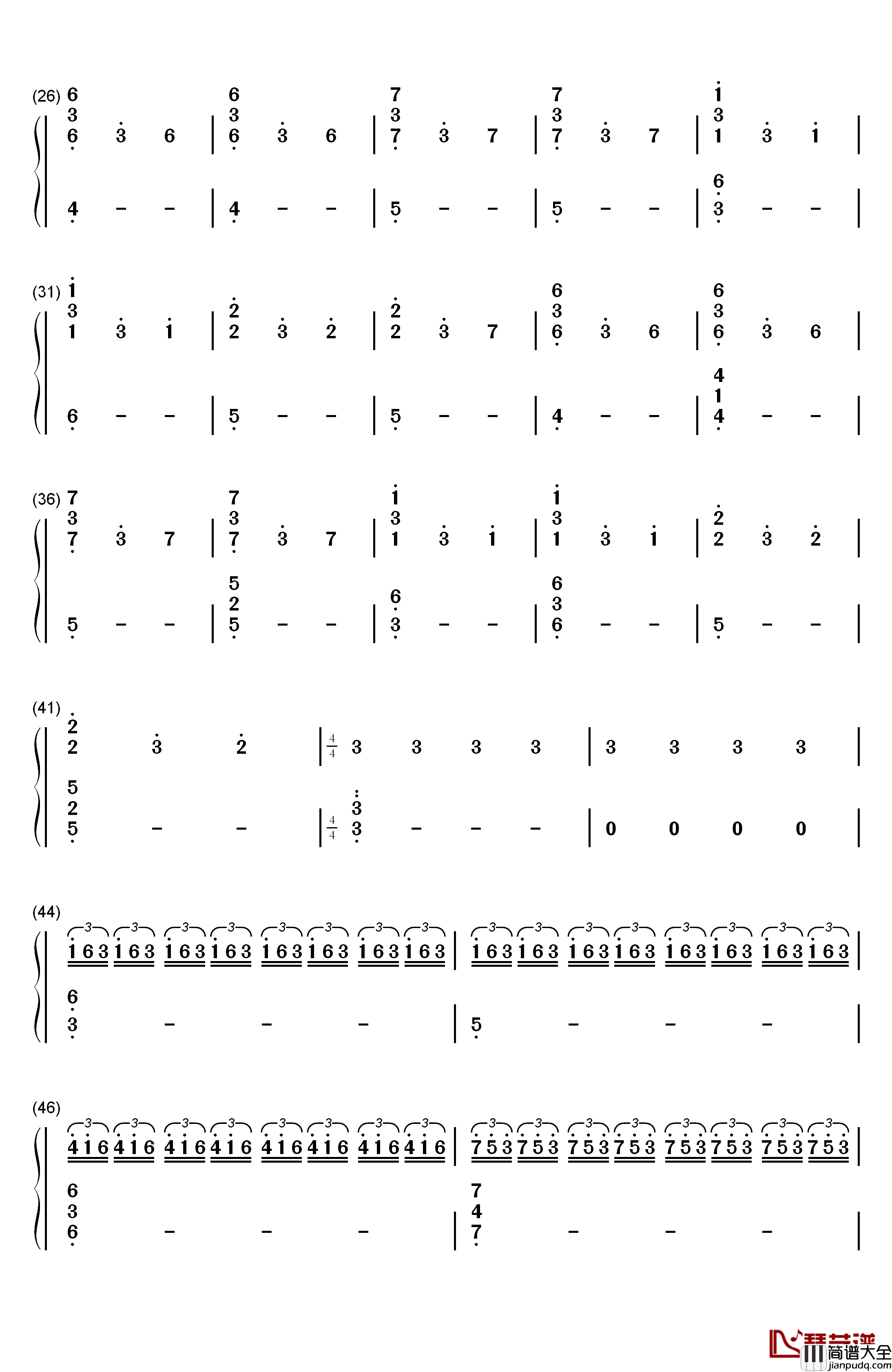 星际穿越主题曲钢琴简谱_数字双手_Hans_Zimmer