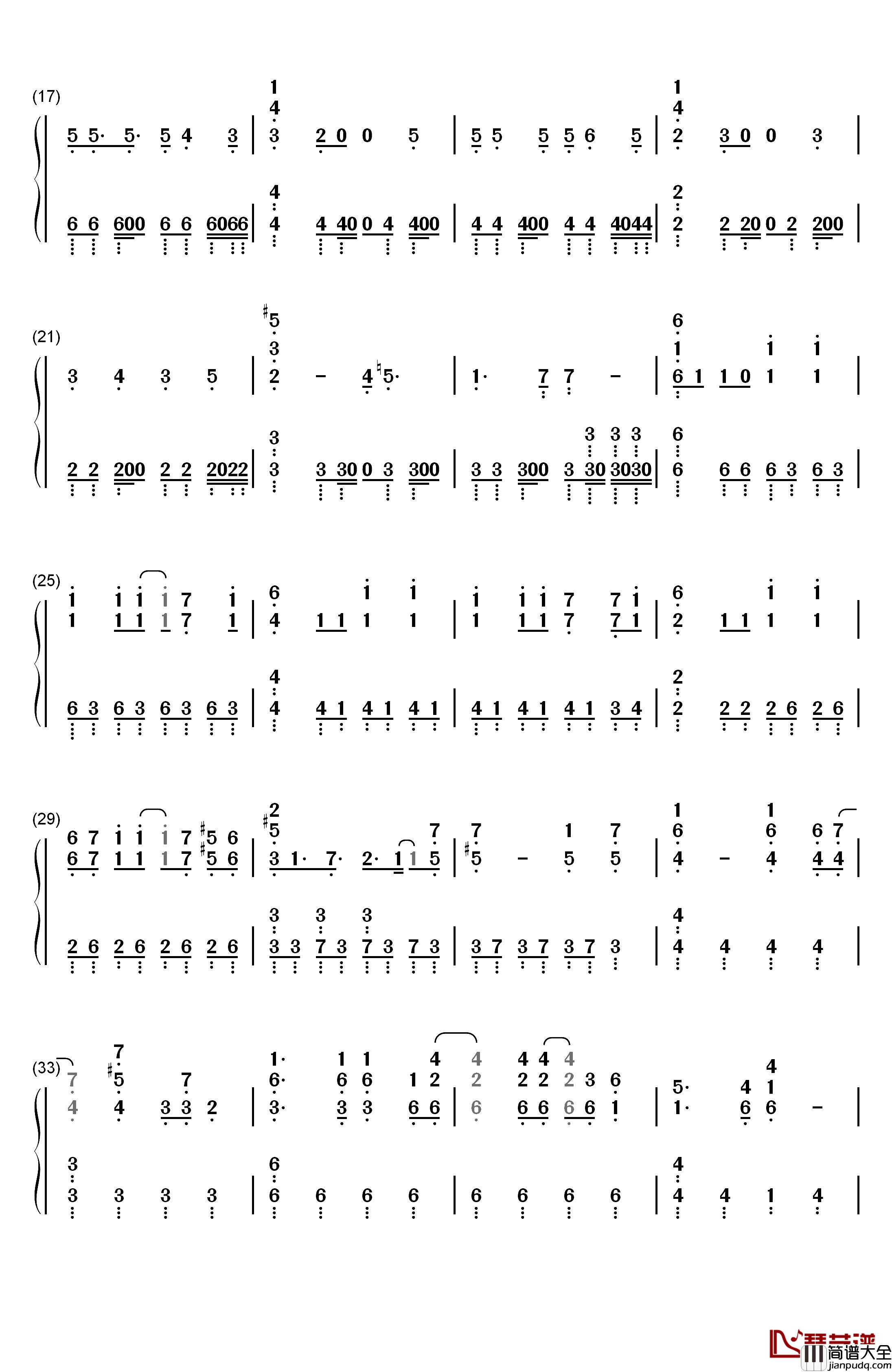 Black_Rover钢琴简谱_数字双手_Bickeblanka