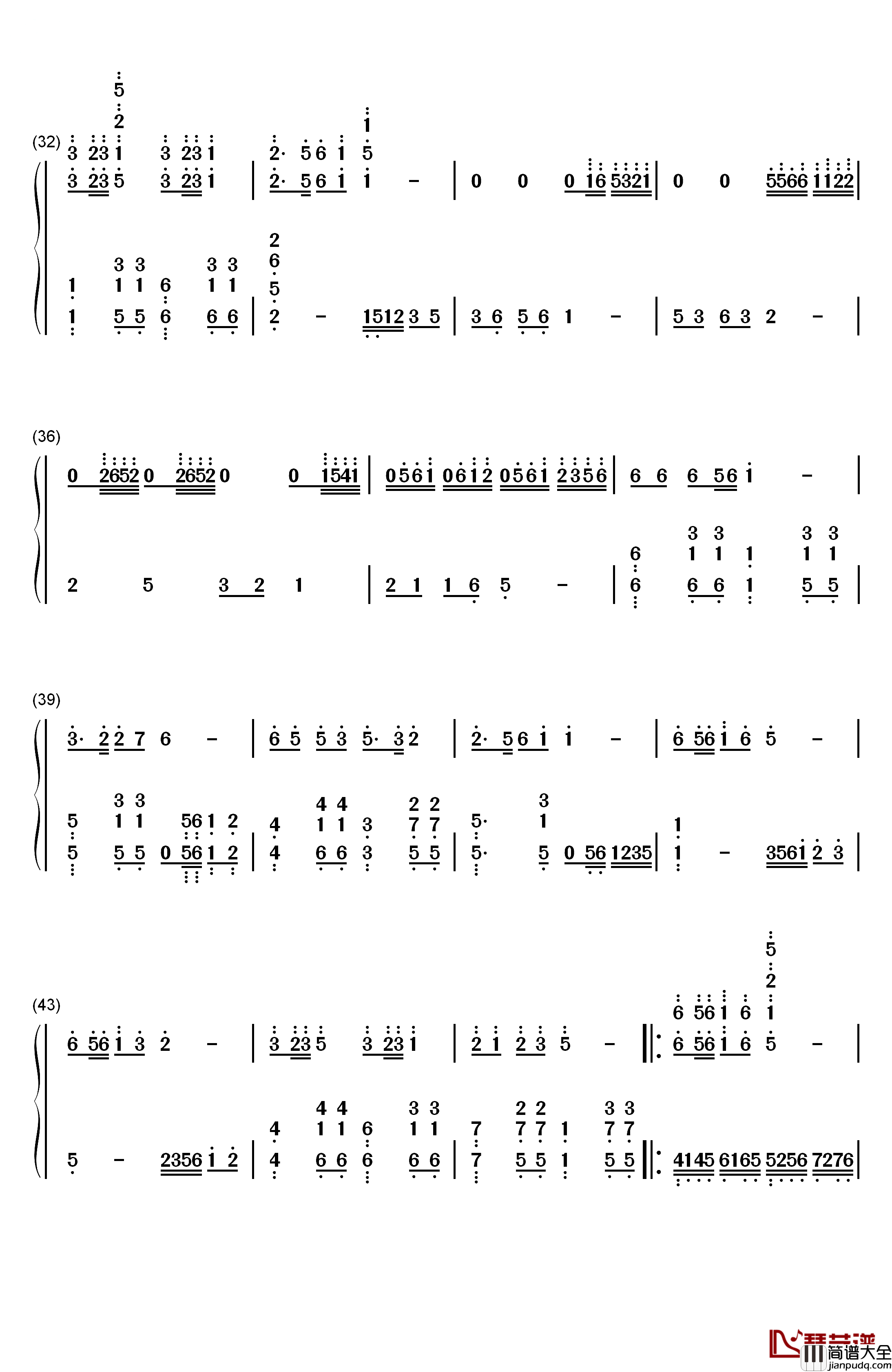 游子吟钢琴简谱_数字双手_谷建芬