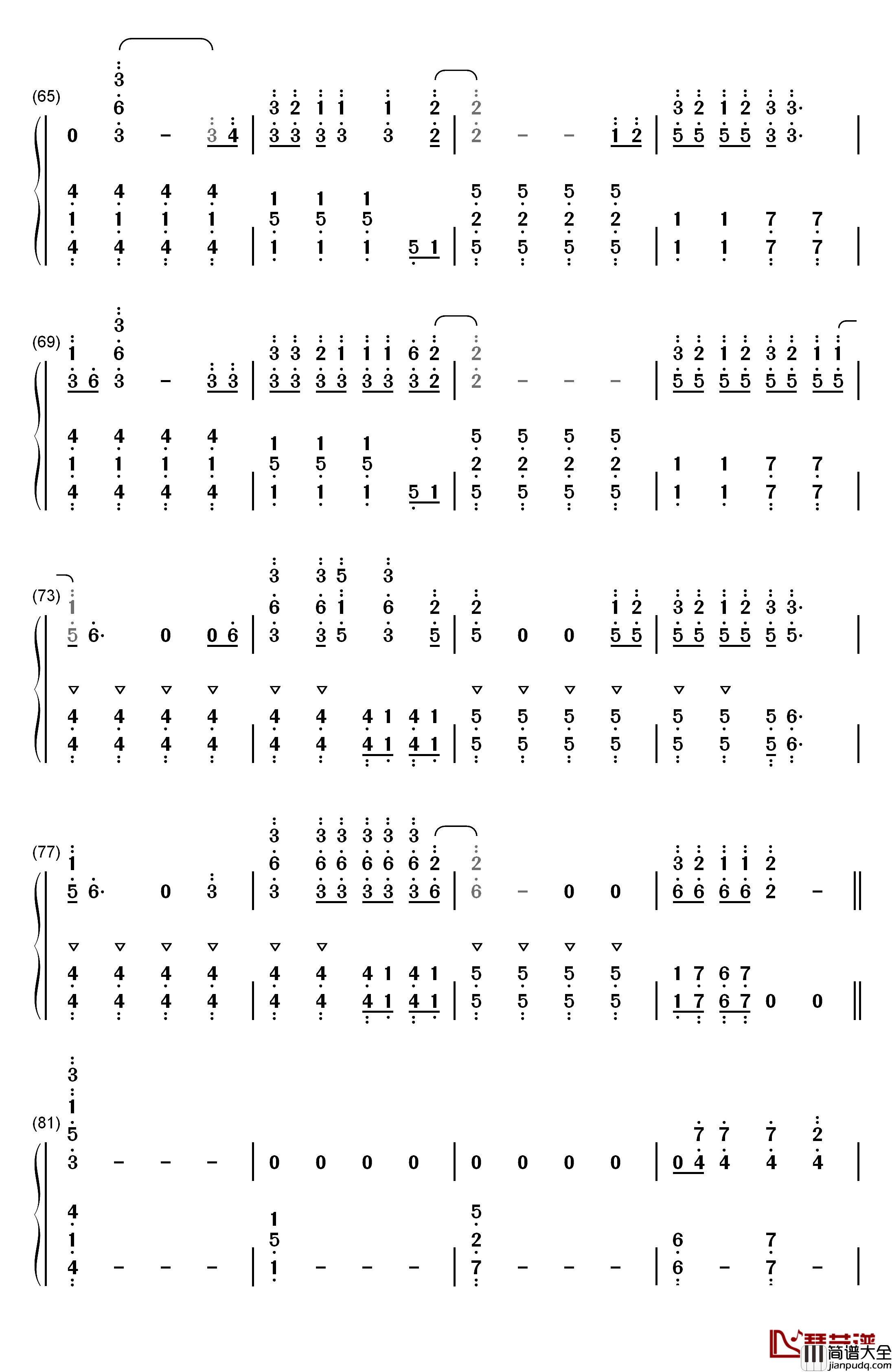 Misery_Business钢琴简谱_数字双手_Paramore