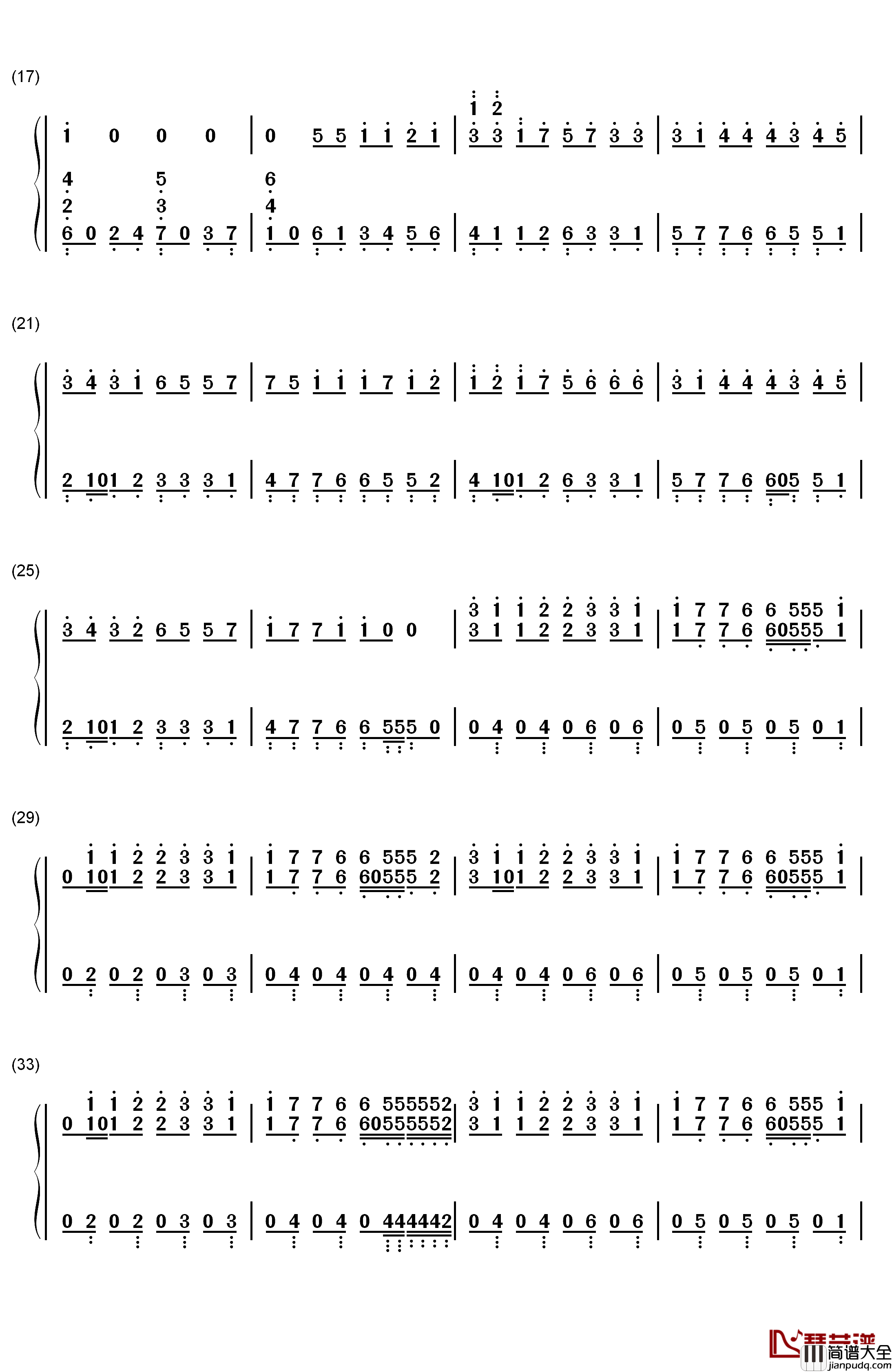 Summer钢琴简谱_数字双手_Calvin_Harris