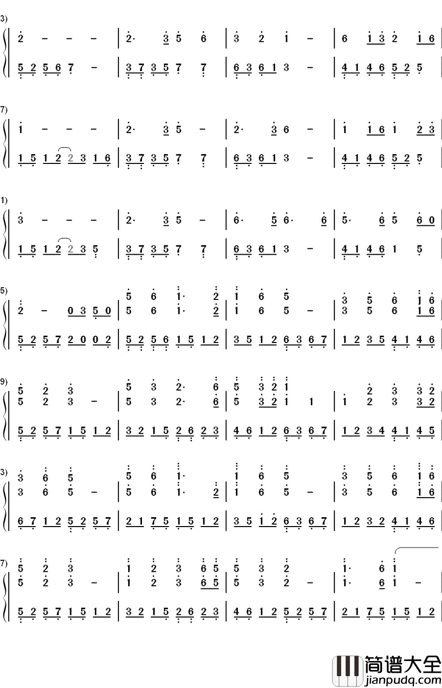 心愿(仙剑5)钢琴简谱_数字双手_陈依婷