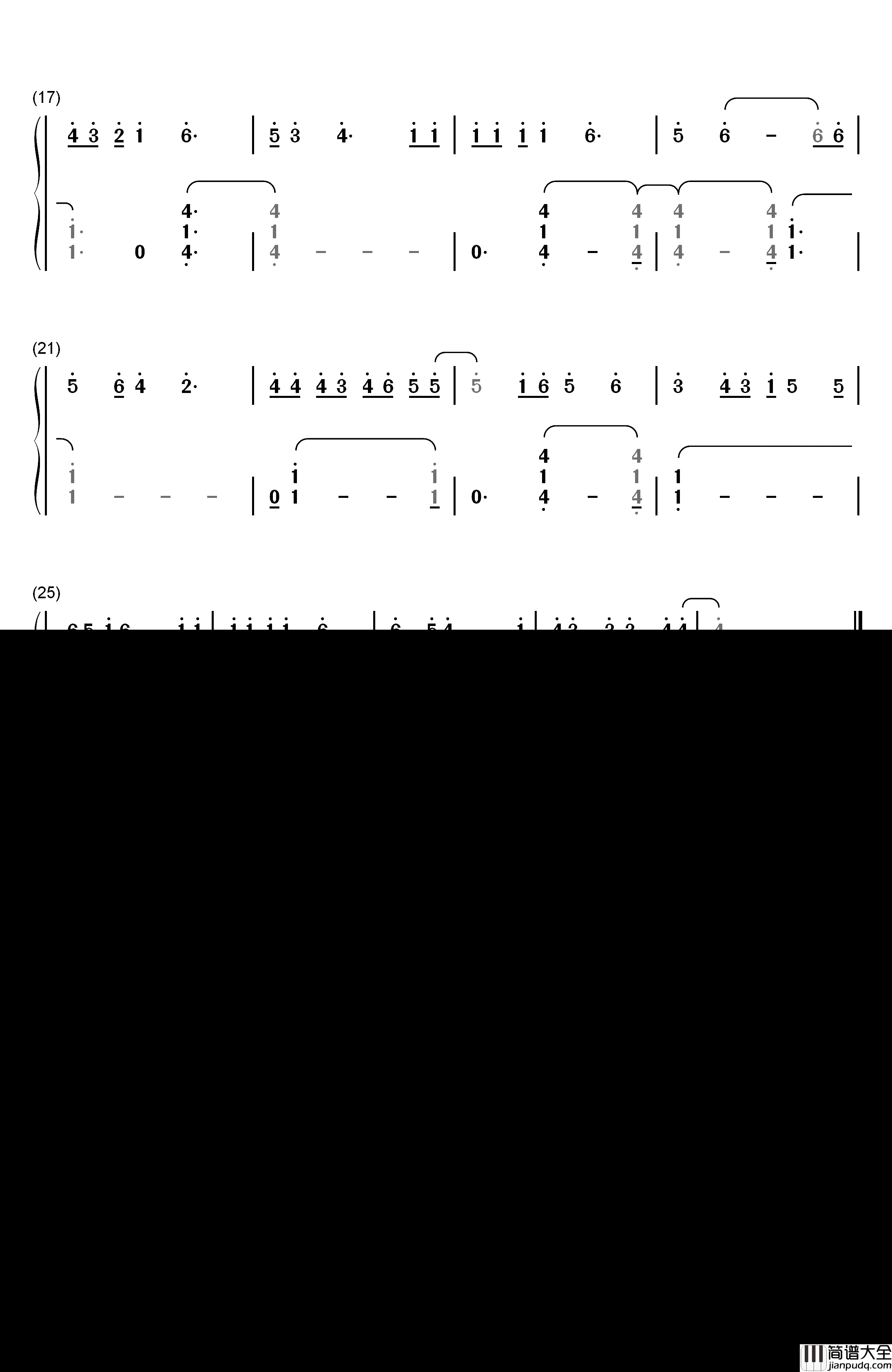 LAGRIMA片段钢琴简谱_数字双手_OnePixcel