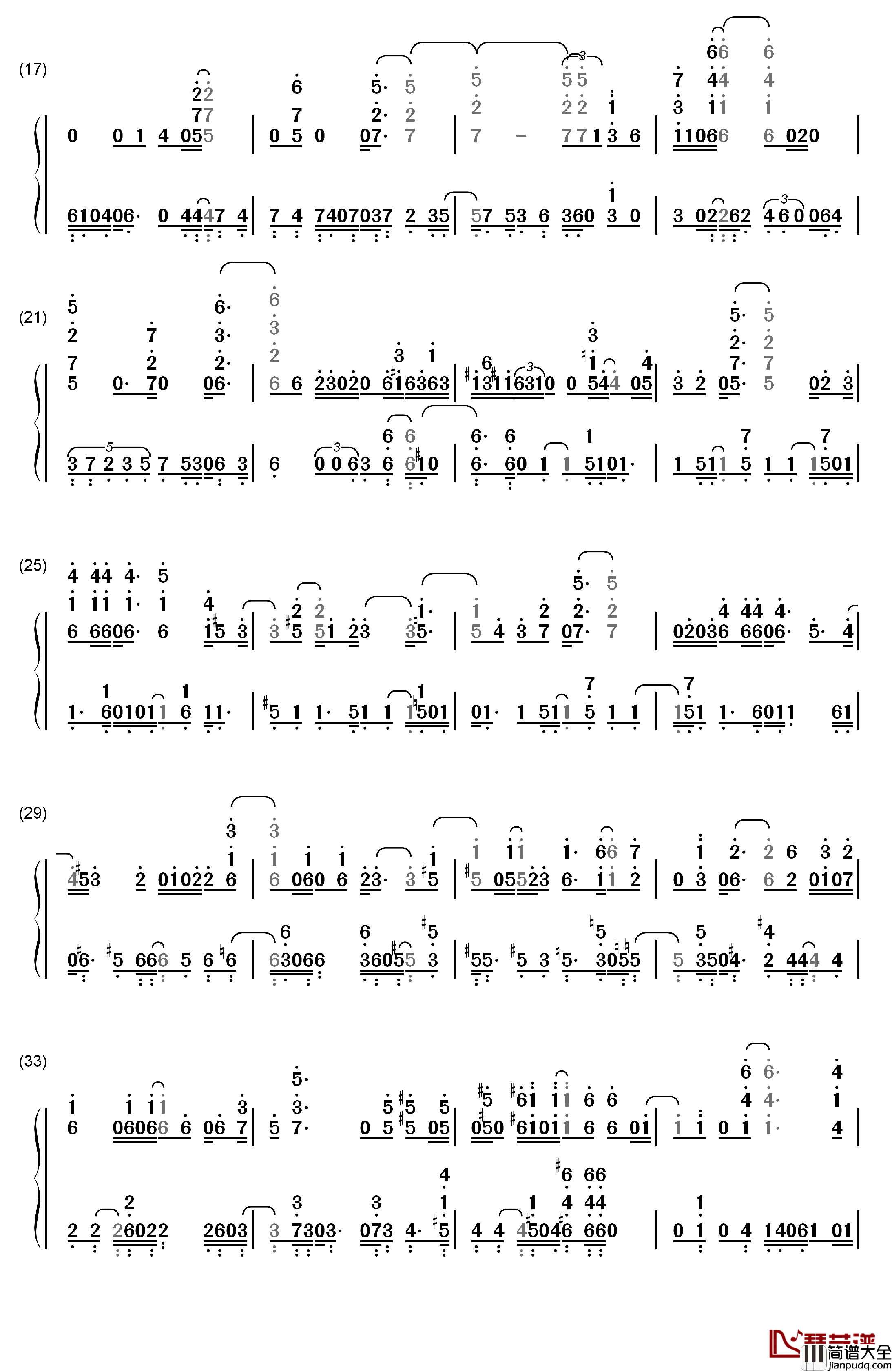 Bon_Voyage钢琴简谱_数字双手_Bon_Bon_Blanco