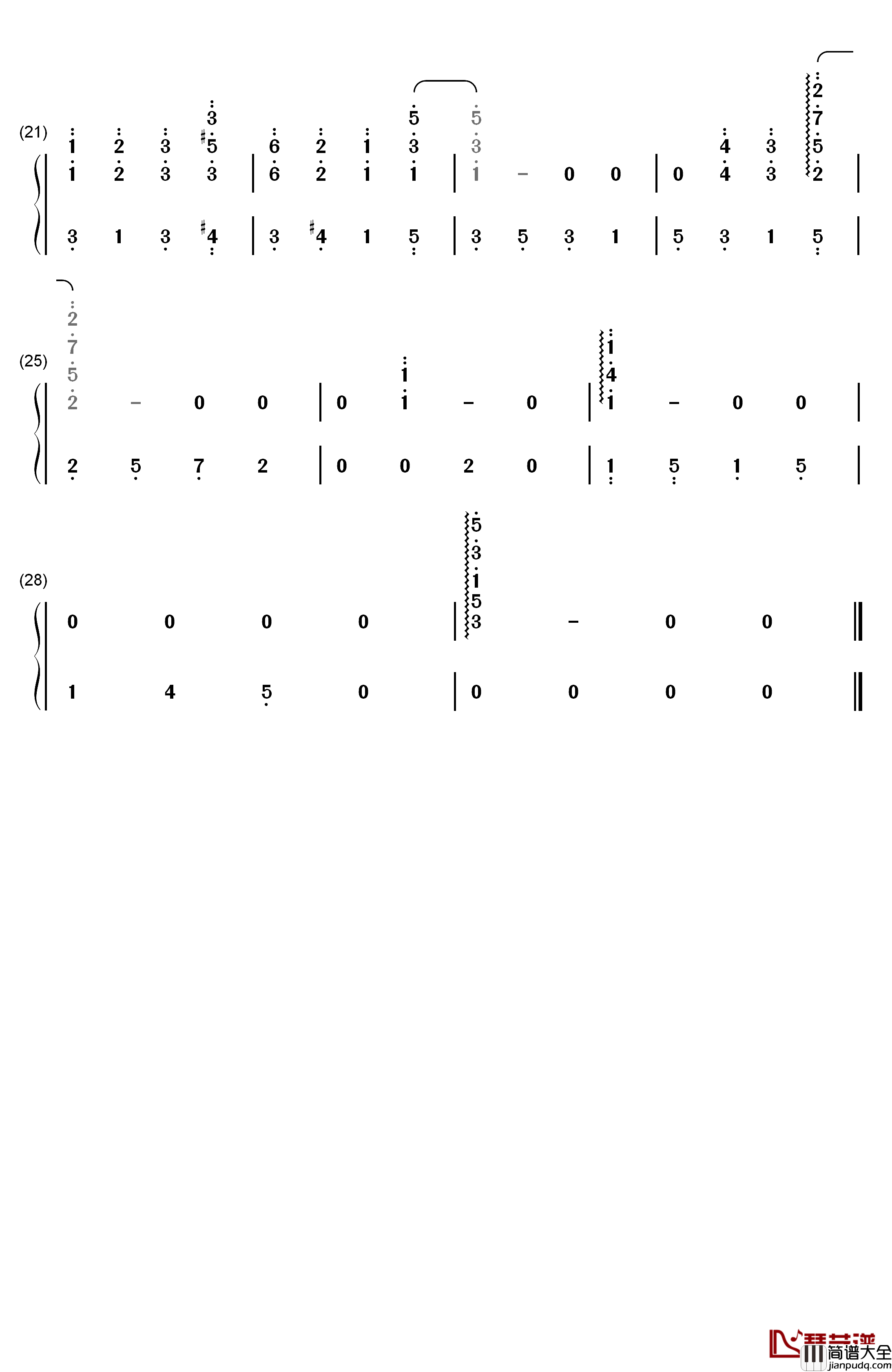 Past_Memory钢琴简谱_数字双手_Naoki_Satō