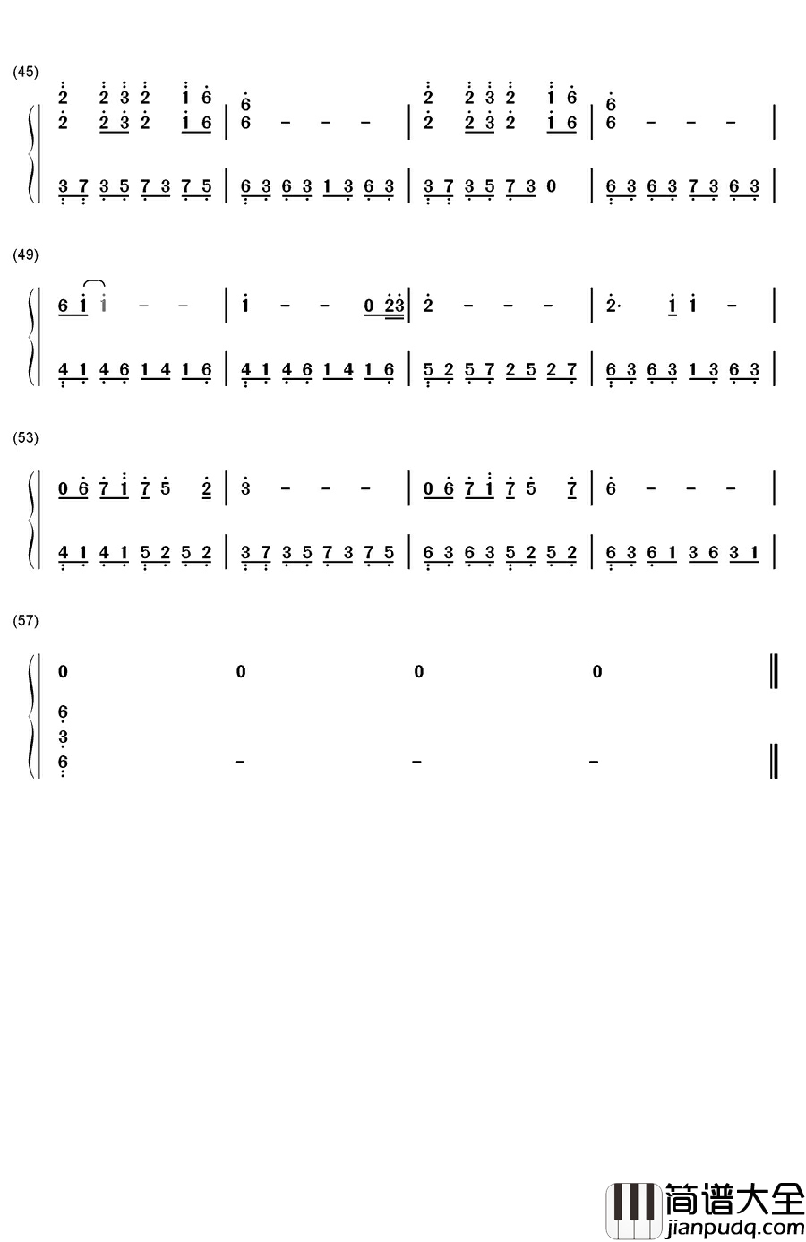 落花钢琴简谱_数字双手_林心如